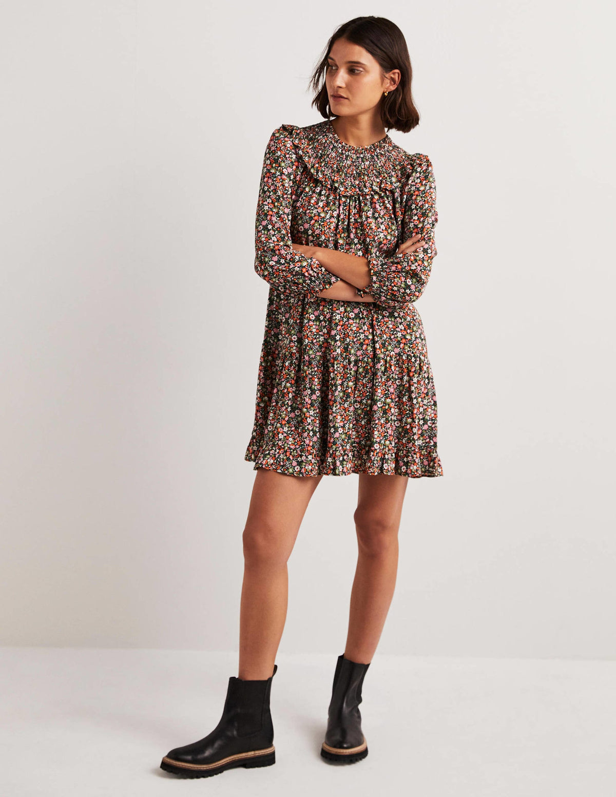 Robe à volants et empiècement smocké-Multi, motif Floret Meadow - Image 4