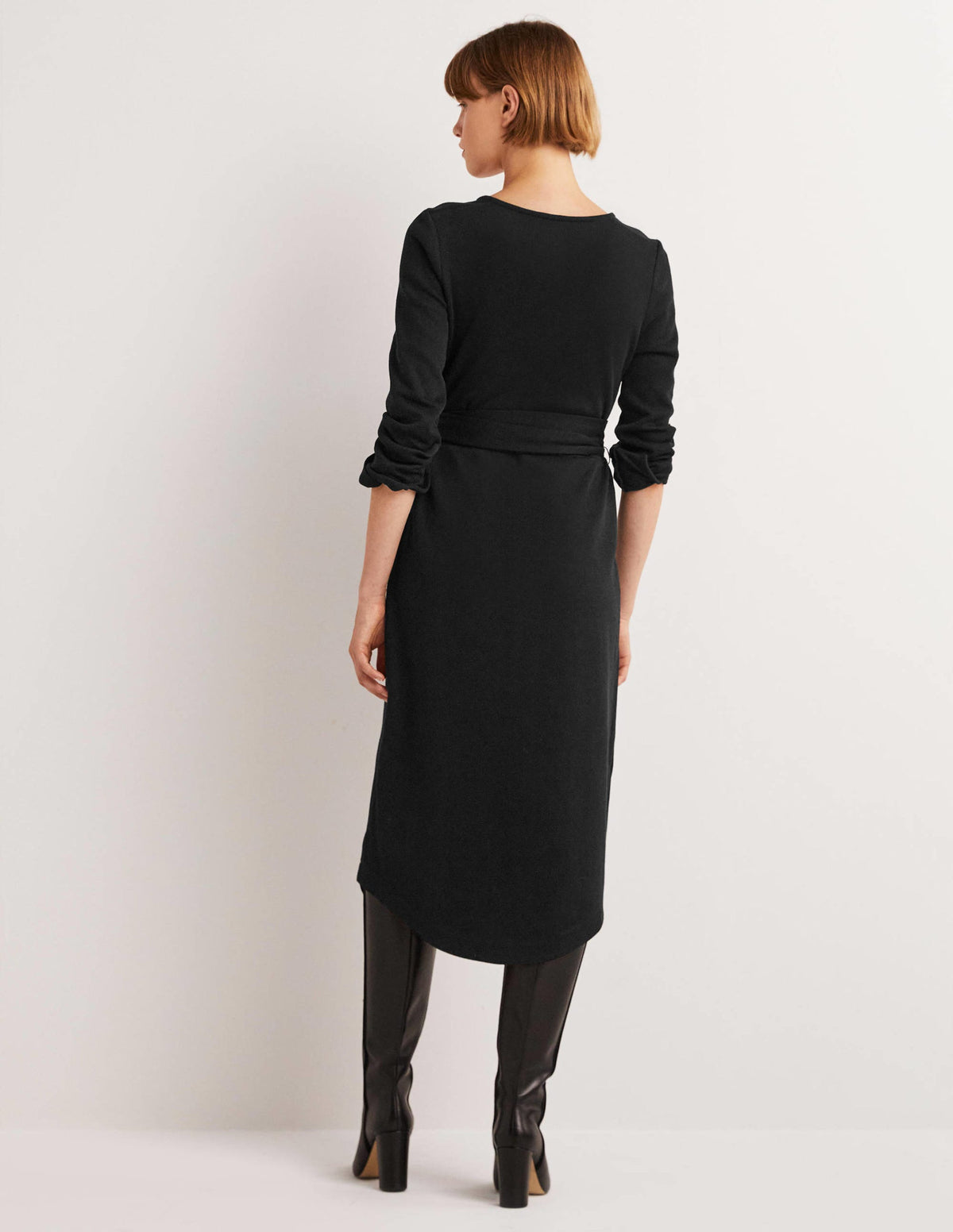 Robe colonne longueur midi en jersey-Noir-3