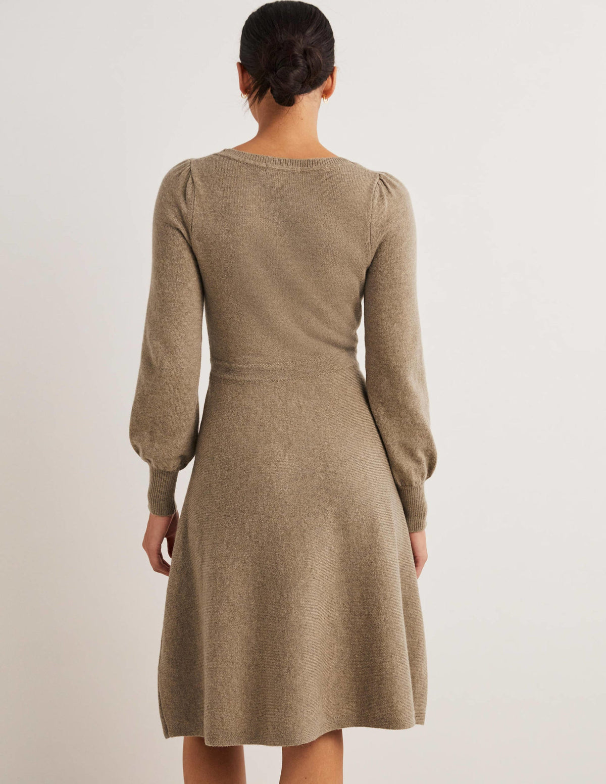 Strickkleid mit eckigem Ausschnitt-Dunkles Nerzbraun Melange - Image 3