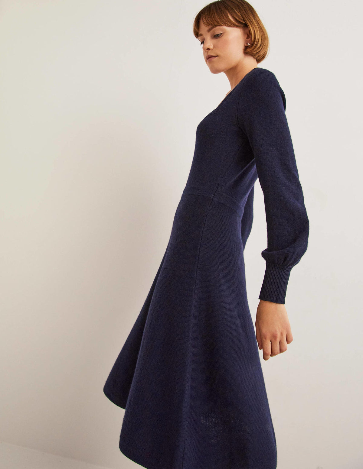 Square Neck Knitted Dress-Navy - Image 4