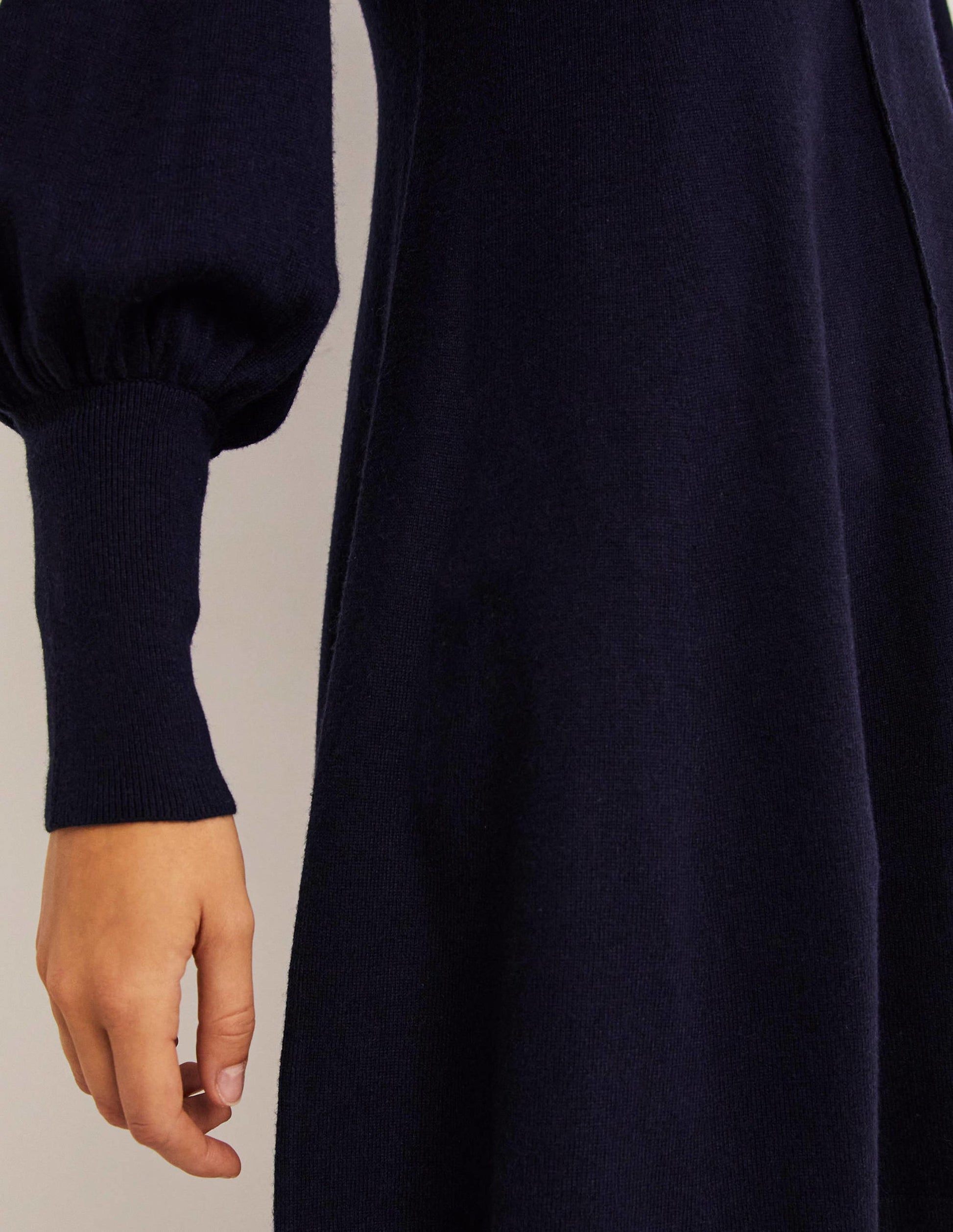 Mini-robe en maille avec détail au poignet-Bleu marine-2