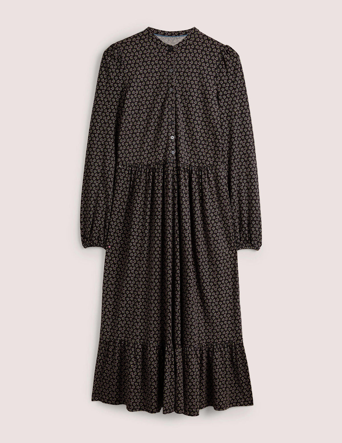 Buttoned Jersey Midi Dress-Black, Diamond Bud - Image 6