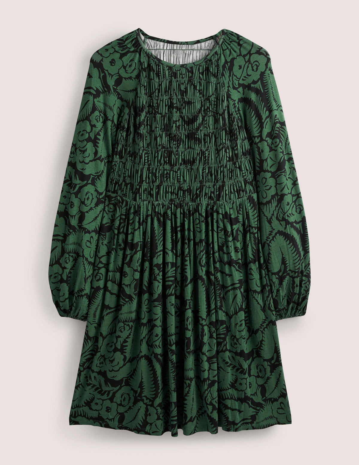 Jerseykleid mit gesmoktem Oberteil-Grün, Abstrakter Garten - Image 6