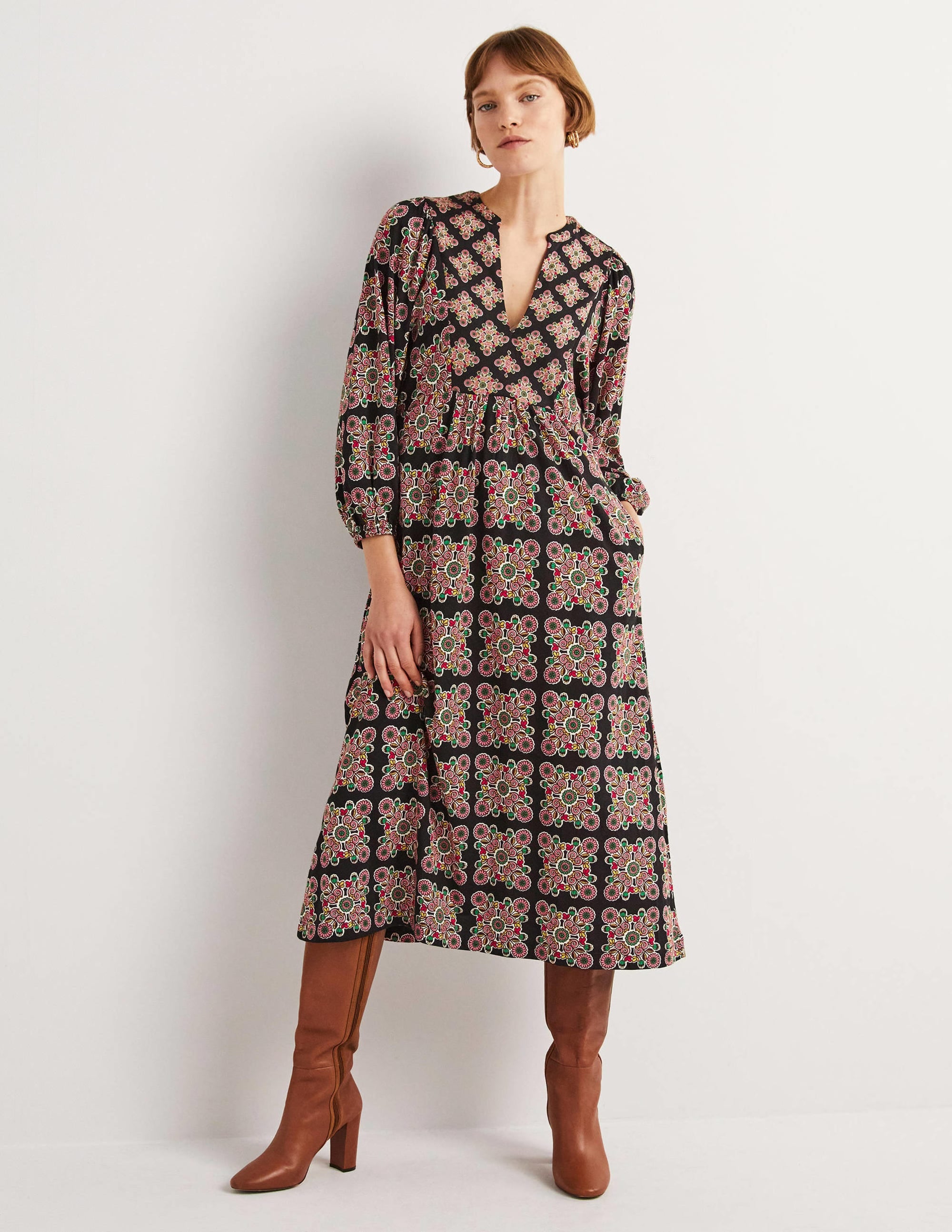 Robe midi en jersey-Multi, motif Daisy Illusion Tile - Image 5