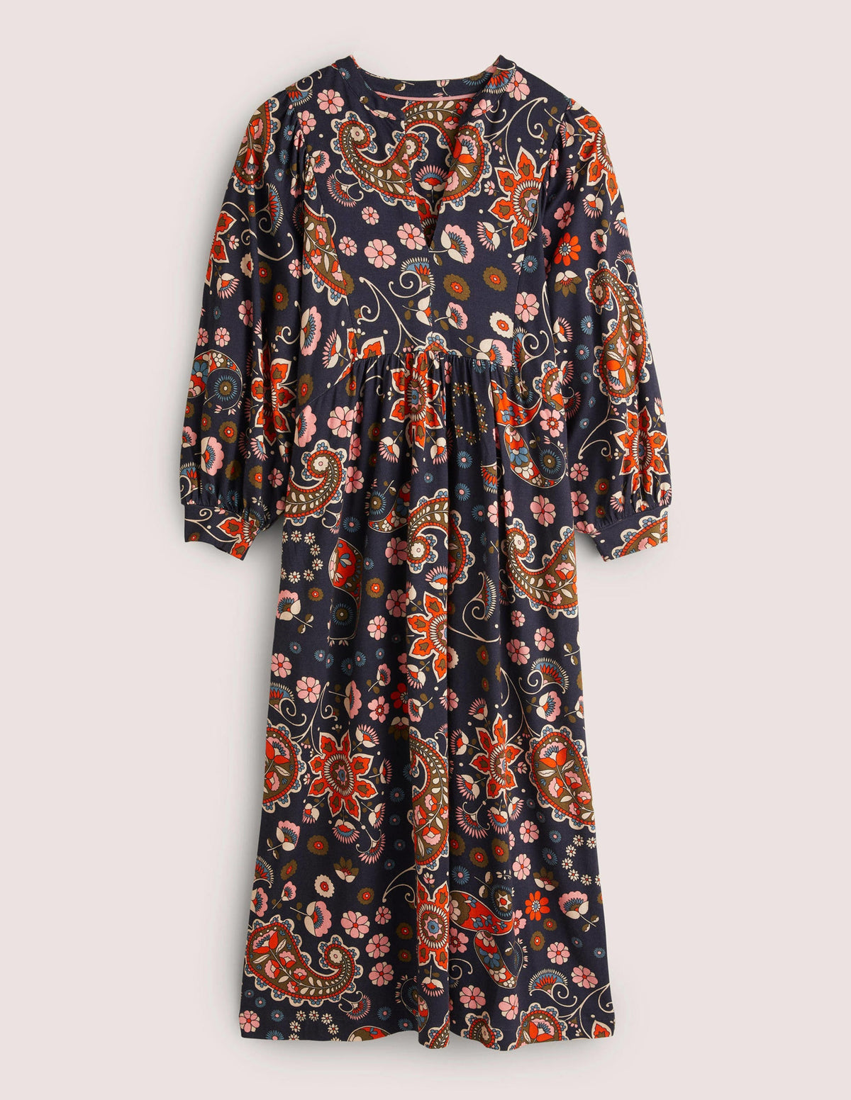 Jersey Midi Dress-French Navy, Passion Flower-6