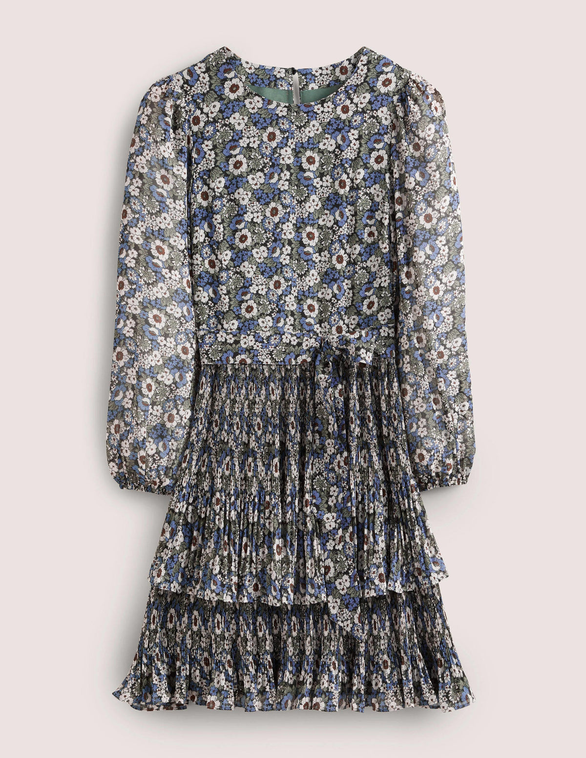 Mini-robe à jupe plissée-Noir, motif Floral Lawn - Image 7