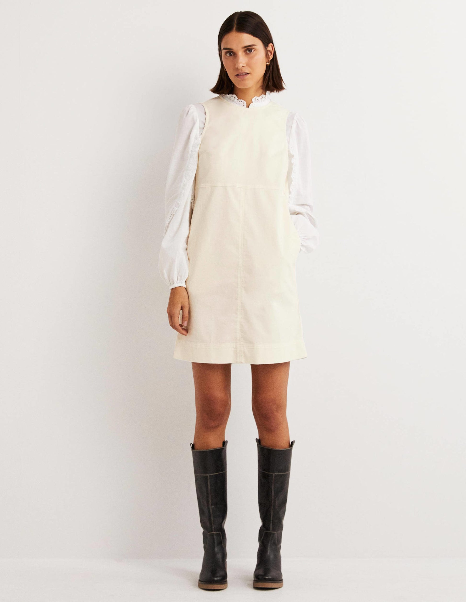 Evie Cord Shift Dress-Ecru-1