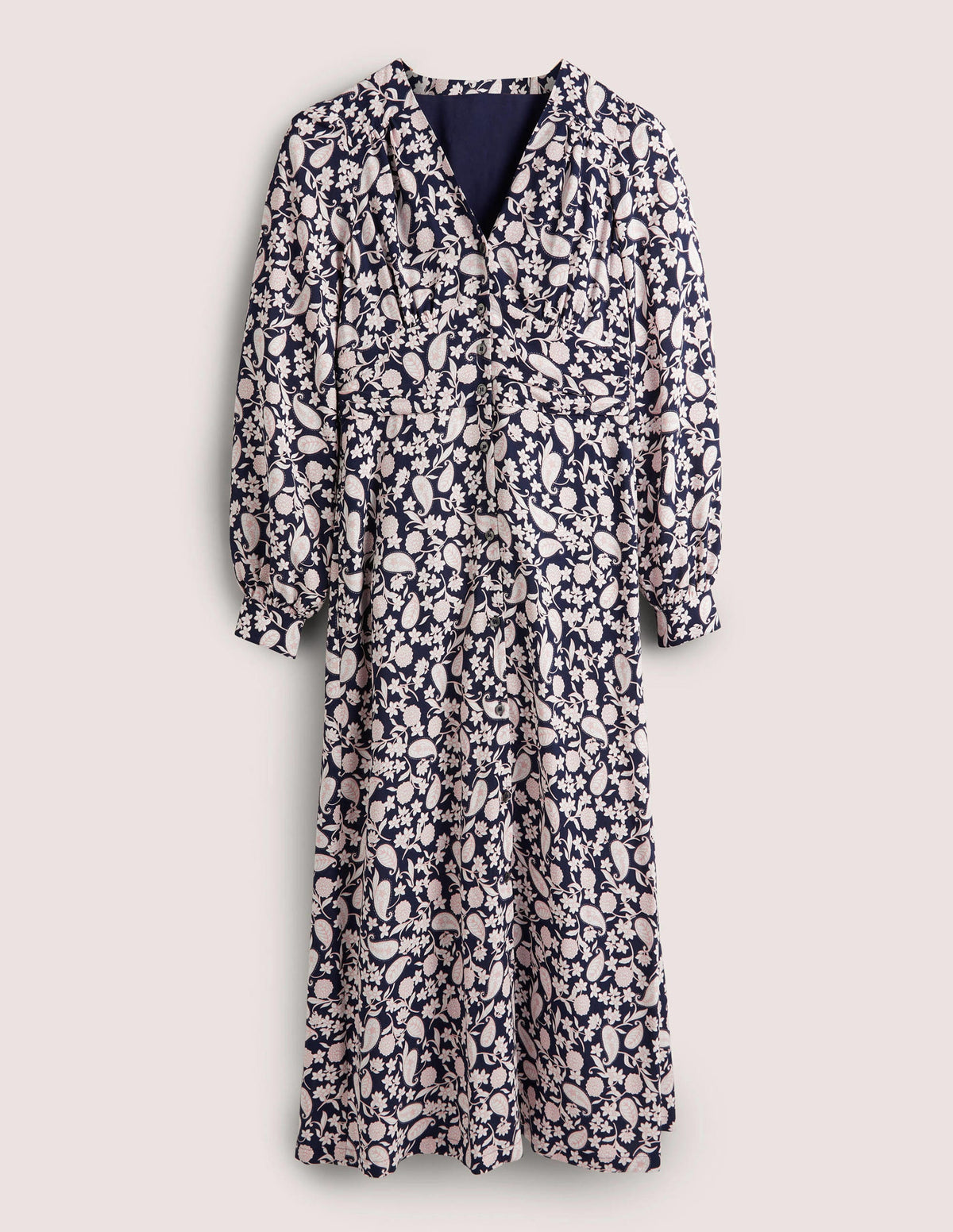Midikleid mit durchgängiger Knopfleiste-Navy, Blumengarten-5