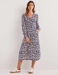 Midikleid mit durchgängiger Knopfleiste-Navy, Blumengarten