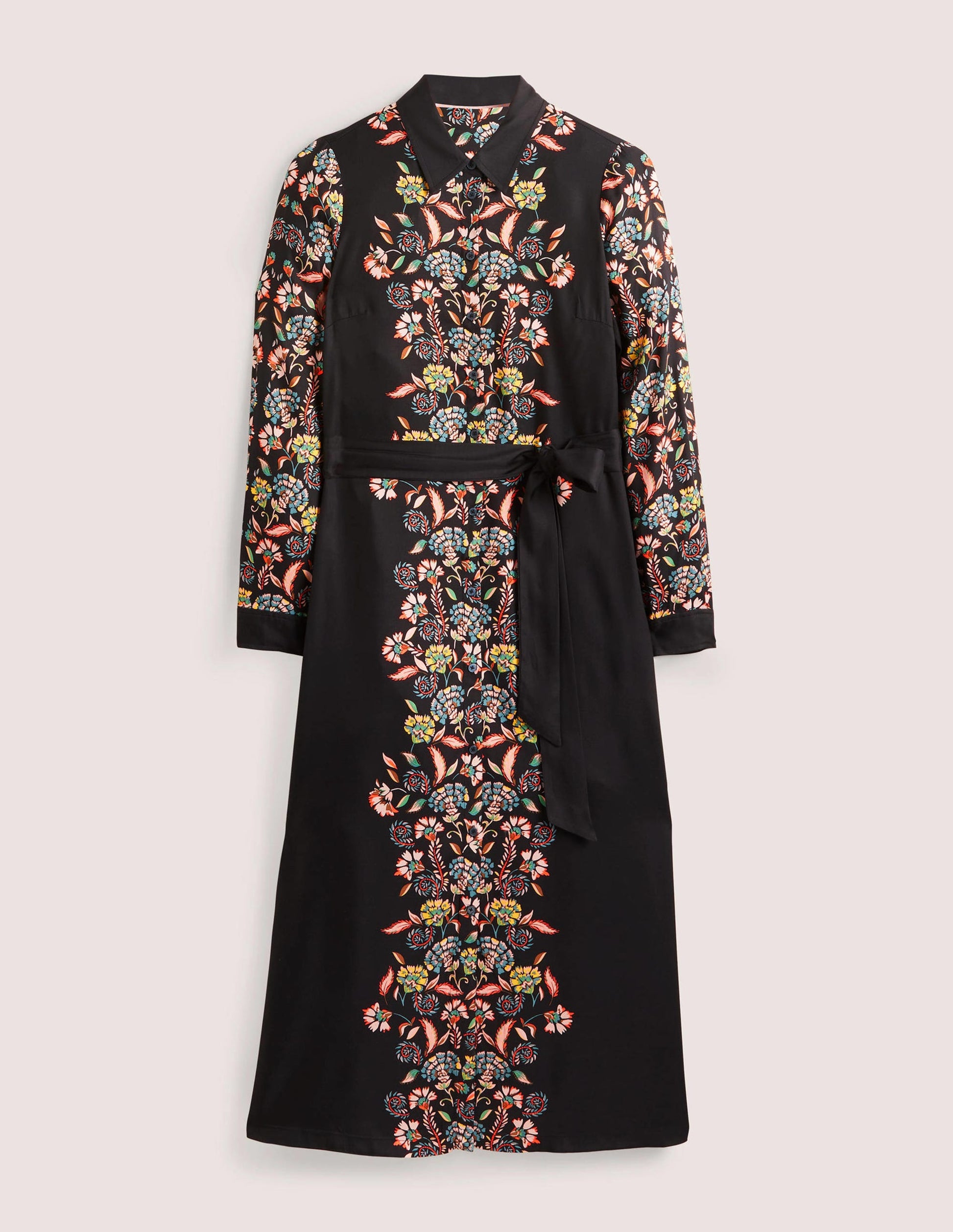 Robe-chemise midi à manches longues-Noir, motif Blossom Pomme-6