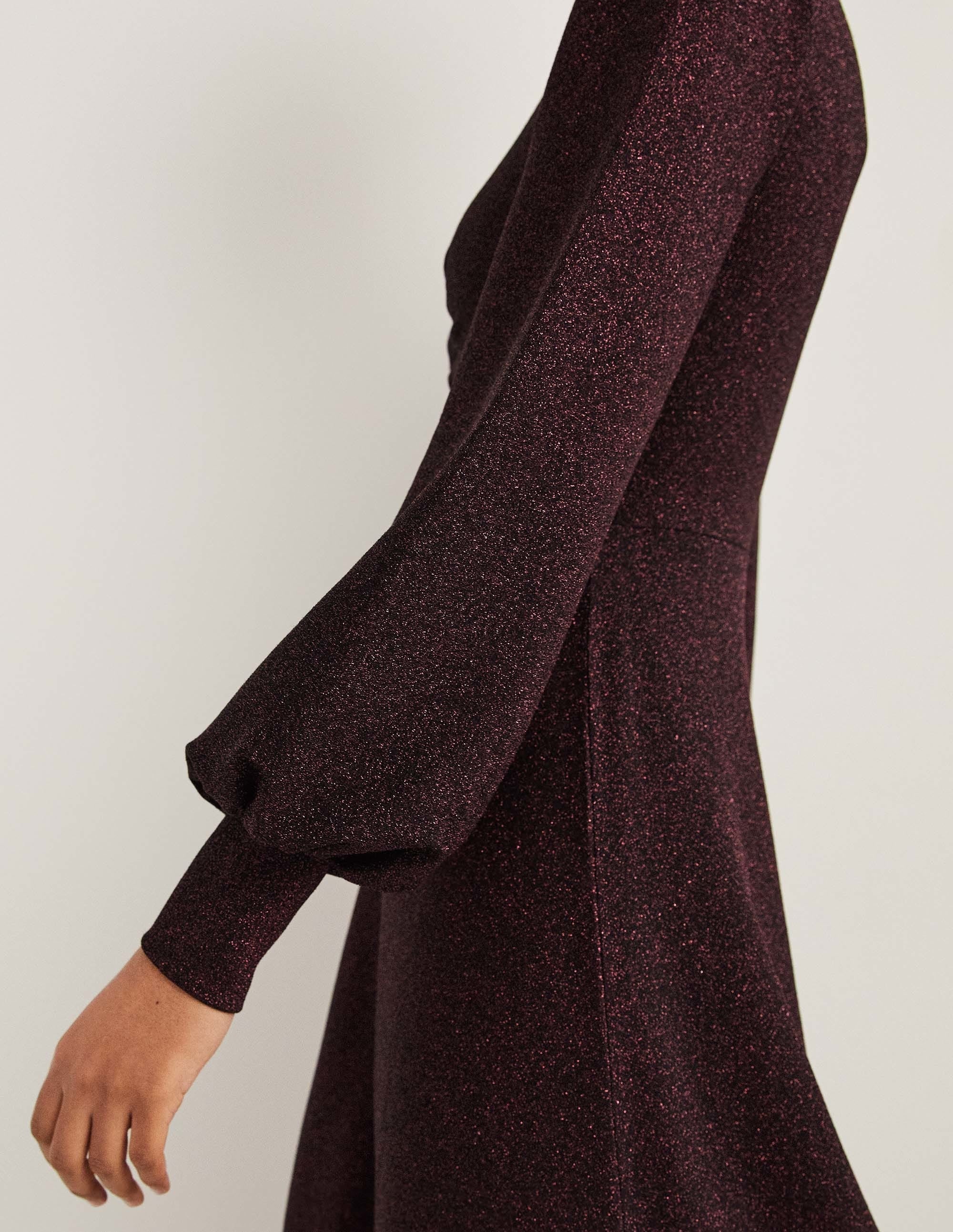 Purple Sparkle Metallic Jersey Midi Dress-Violett, Glitzer - Image 5