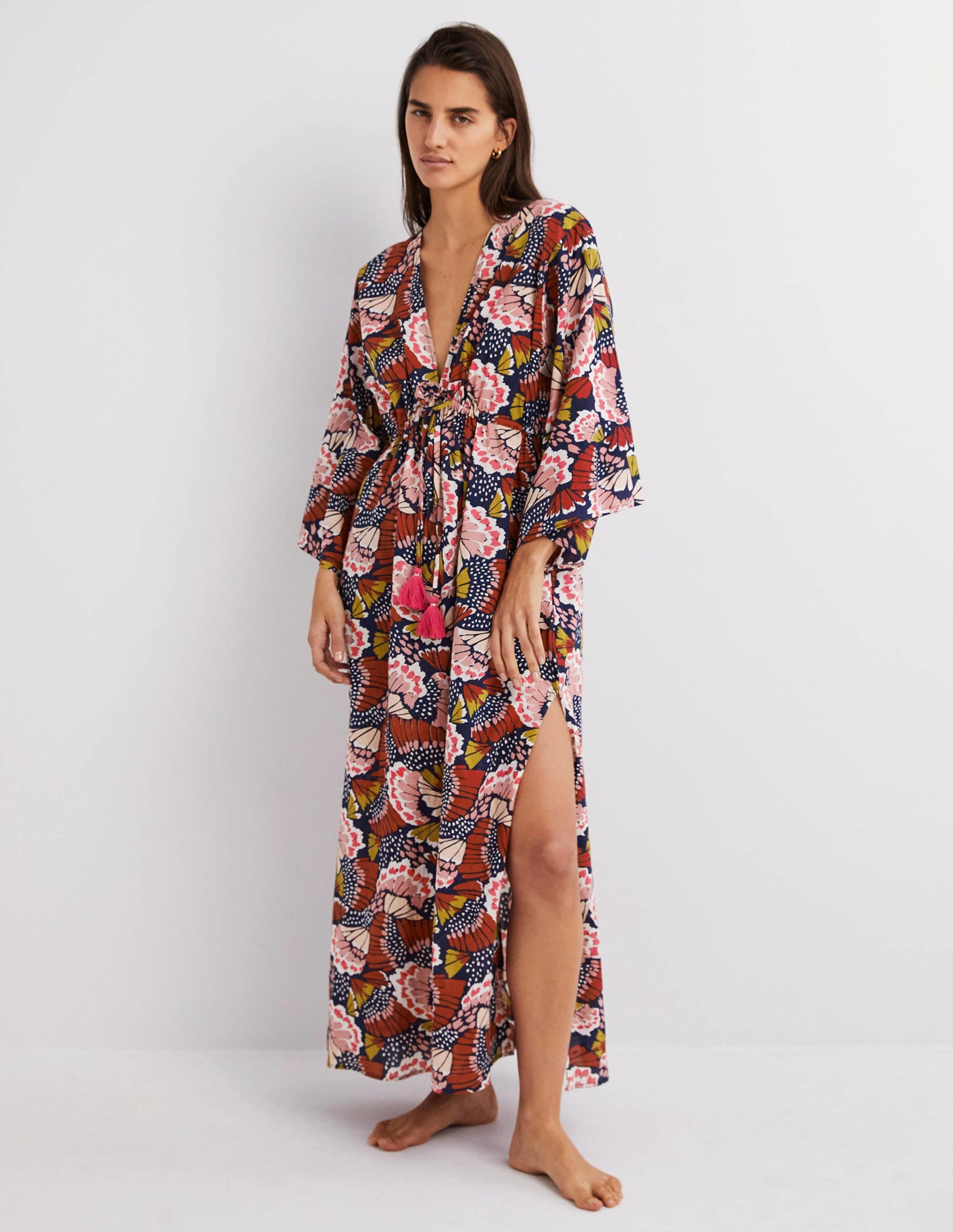 Robe-caftan longue coupe empire-Multi, motif Petal Stamp - Image 1