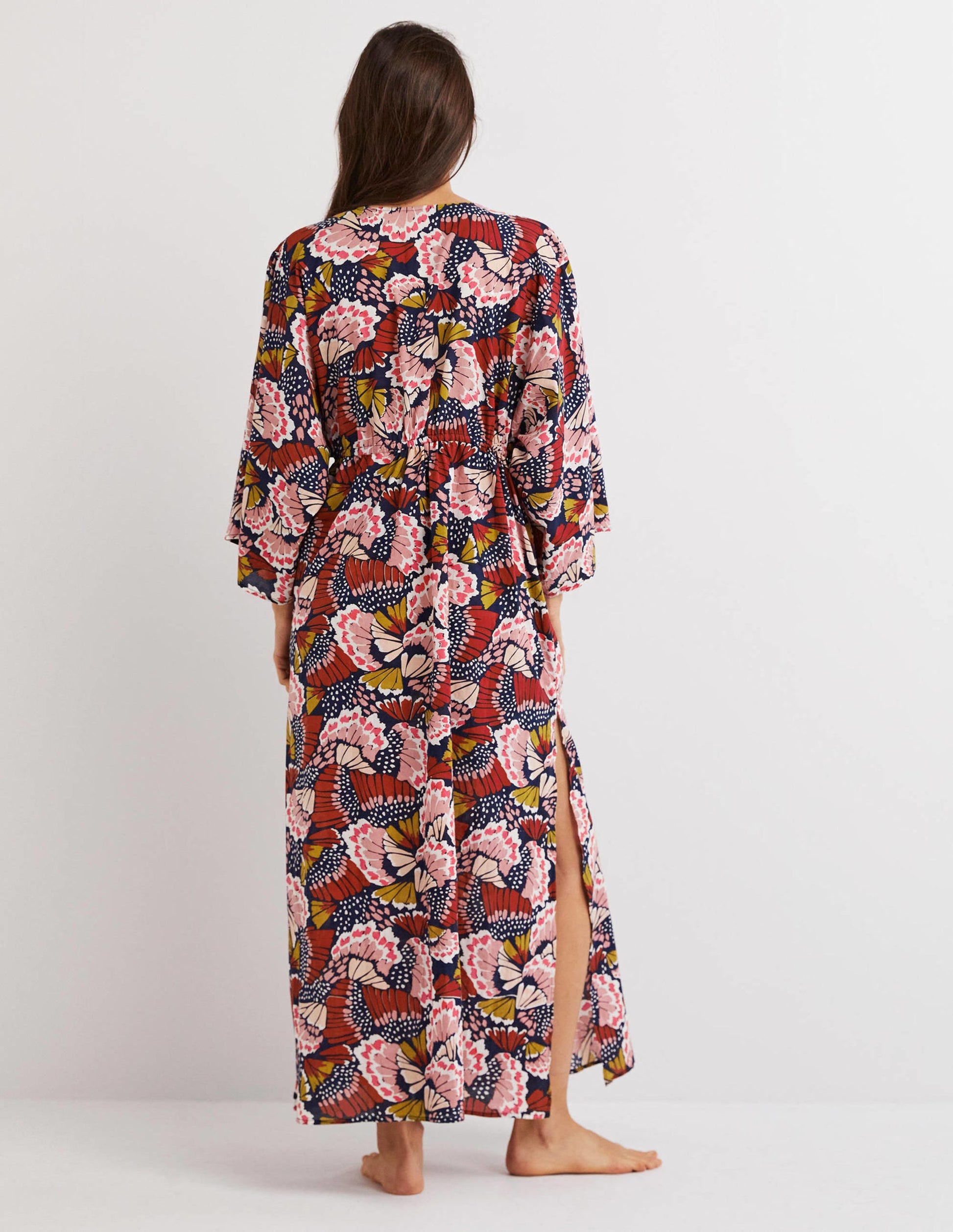 Robe-caftan longue coupe empire-Multi, motif Petal Stamp-3