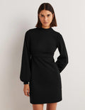 Blouson Jersey Mini Dress-Black