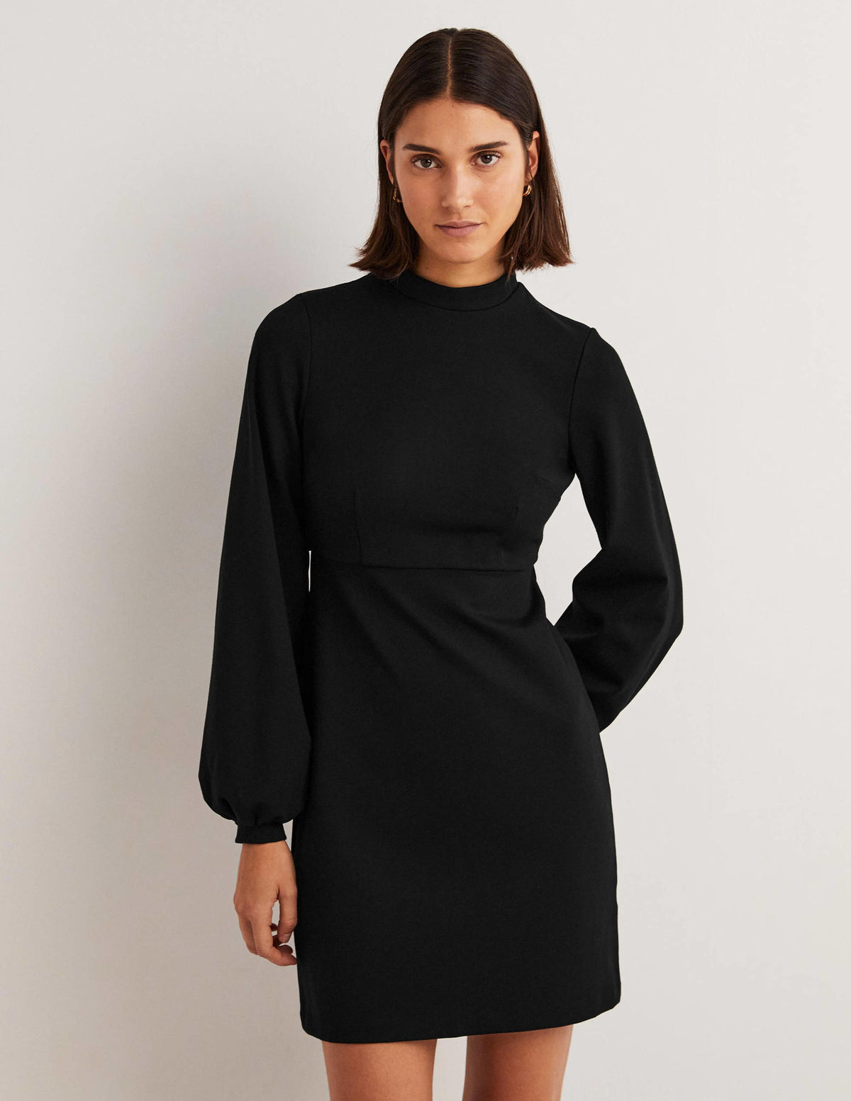 Blouson Jersey Mini Dress-Black-1