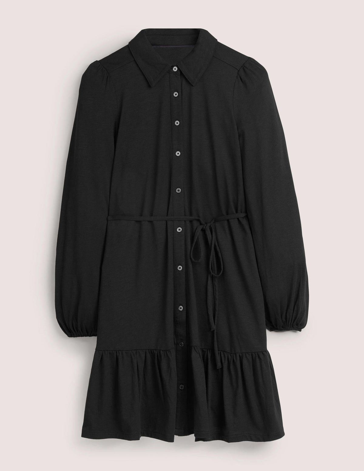 Lockeres Mini-Hemdblusenkleid mit Stufen-Schwarz - Image 6