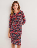 Robe Penny en jersey-Rouge cerise, motif Abstract Sprig