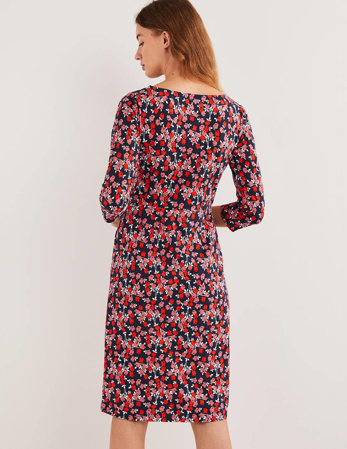 Robe Penny en jersey-Rouge cerise, motif Abstract Sprig - Image 3