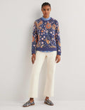 Gemustertes Sweatshirt aus Baumwolle-Französisches Navy, Blumenmuster
