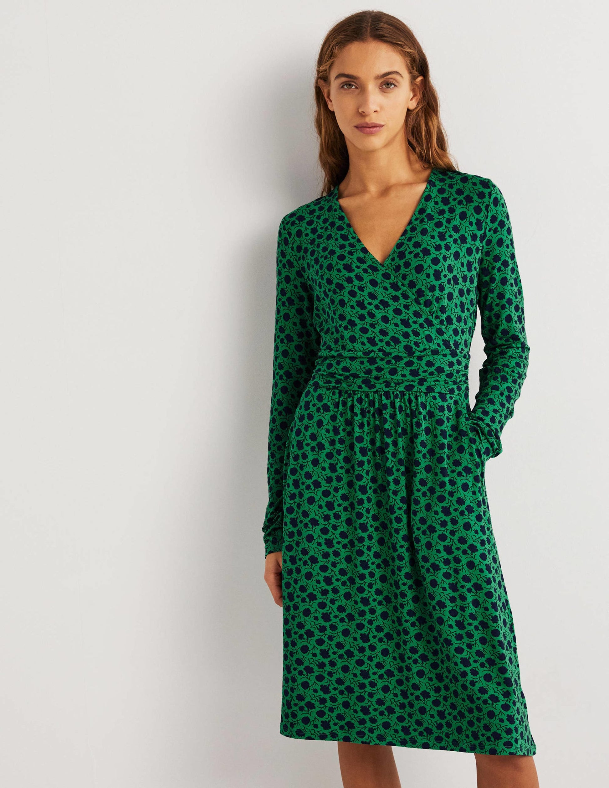Layla Jerseykleid-Baumgrün, Knospen mit Blättern-1