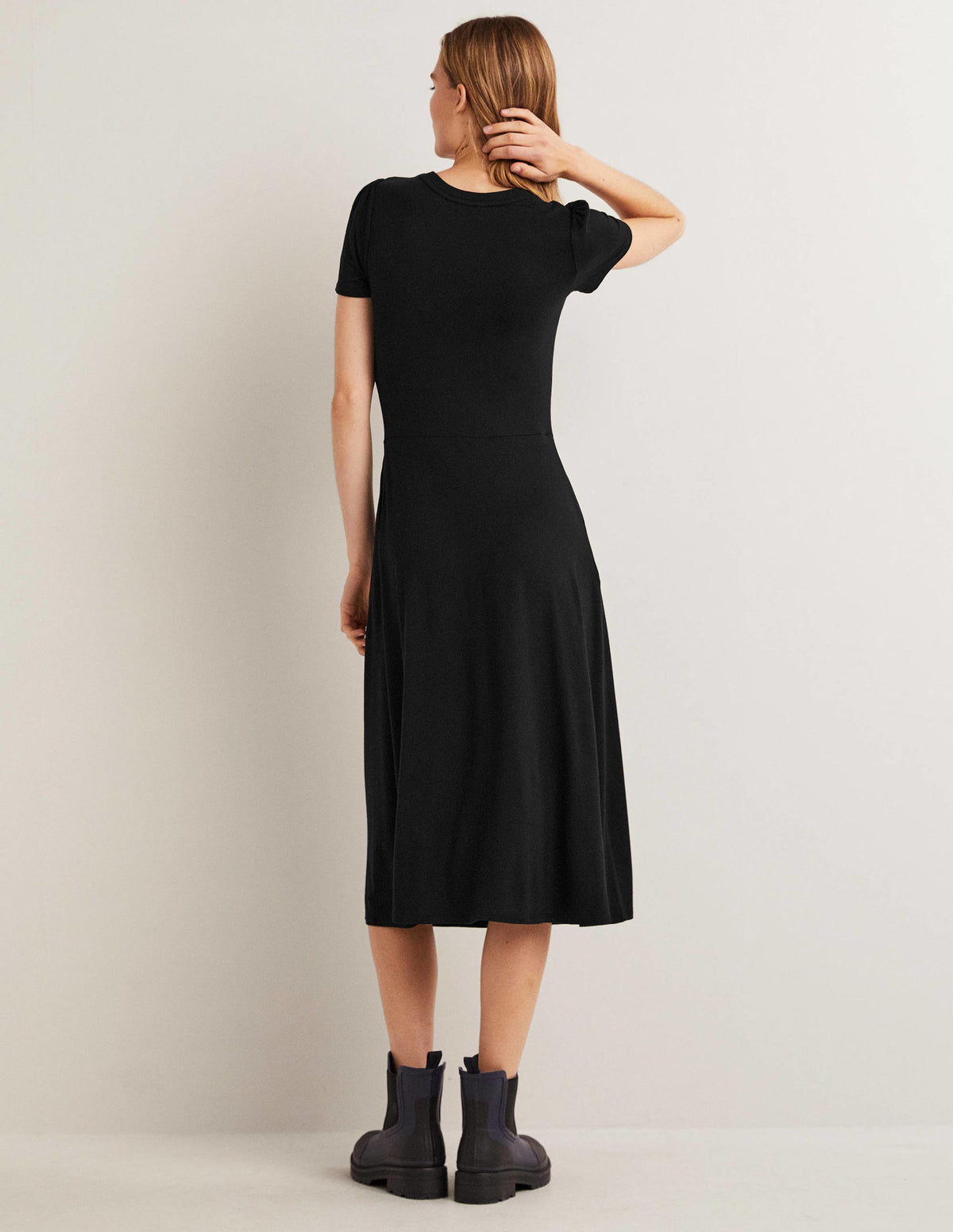 Robe midi Lucinda en jersey-Noir-3