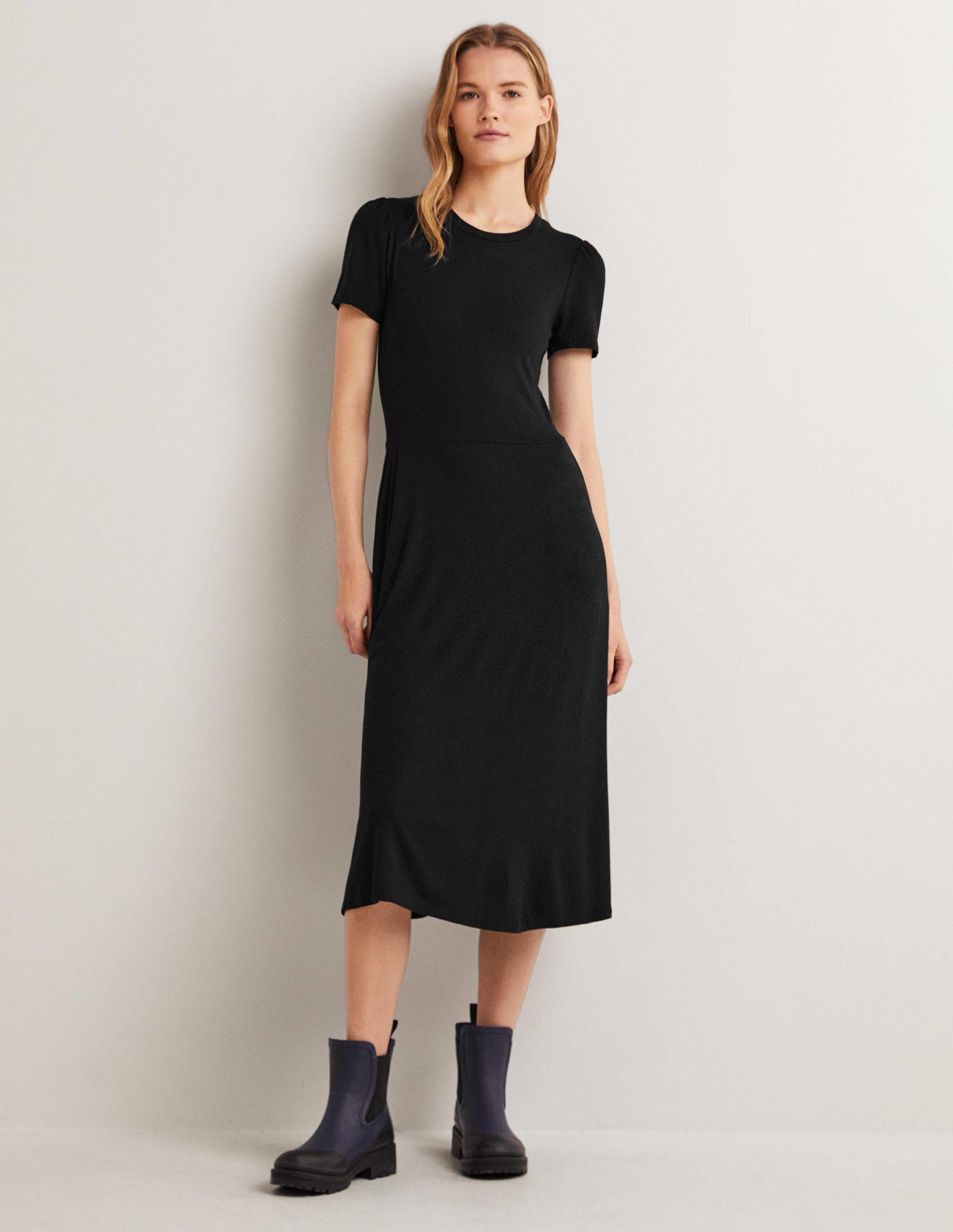 Robe midi Lucinda en jersey-Noir - Image 5