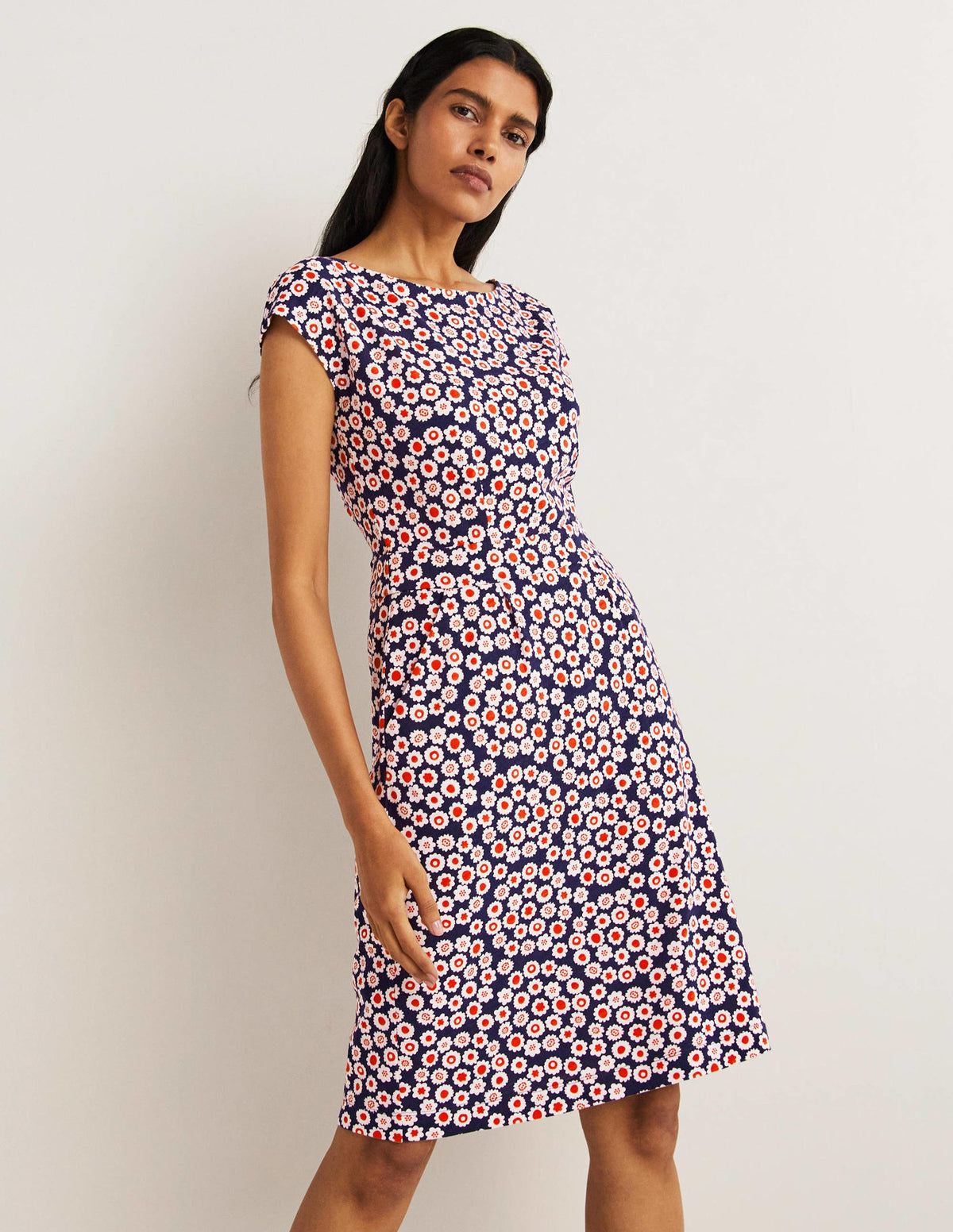 Florrie Jersey Dress-French Navy, Ditsy Swirl - Image 1