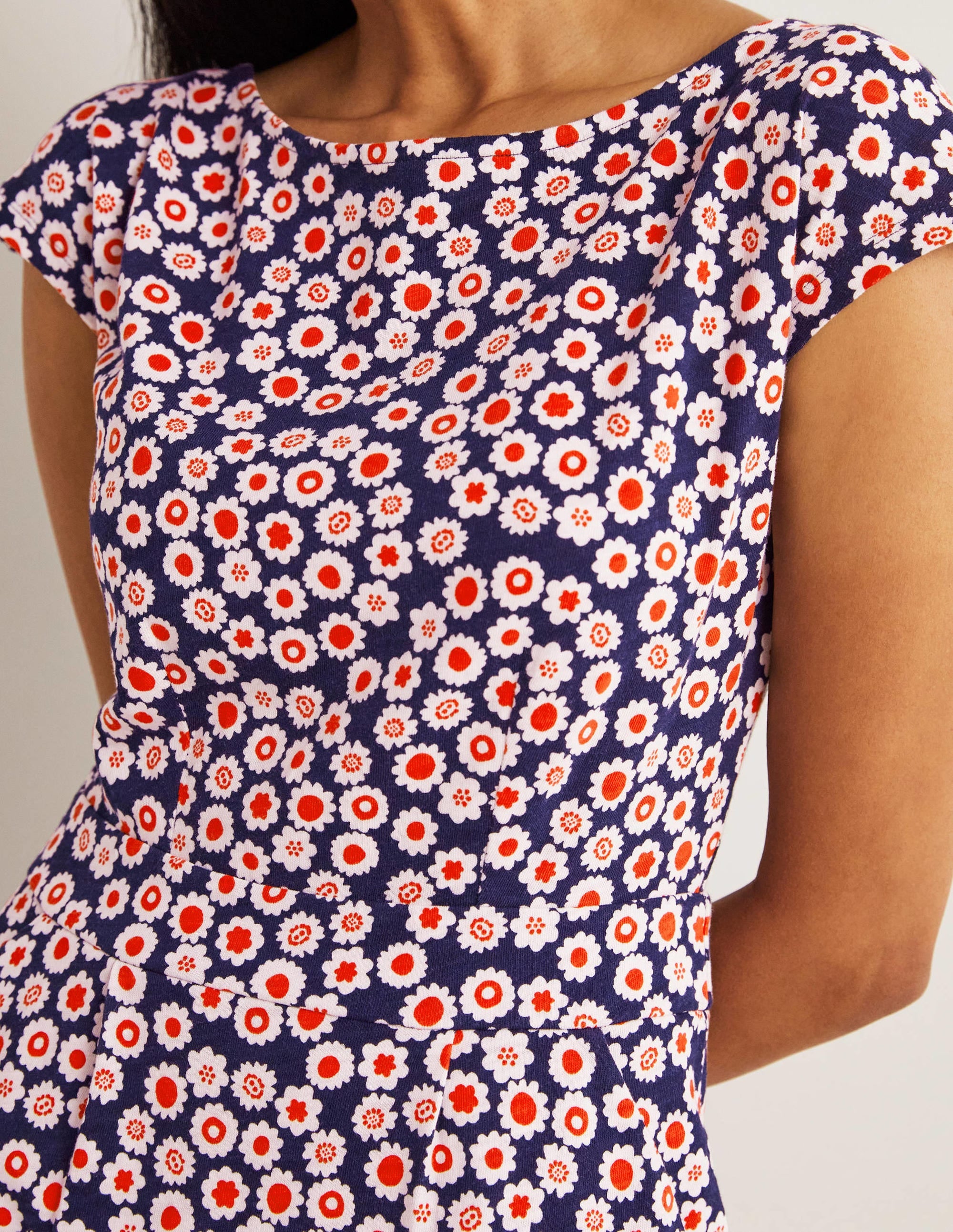 Florrie Jersey Dress-French Navy, Ditsy Swirl - Image 2