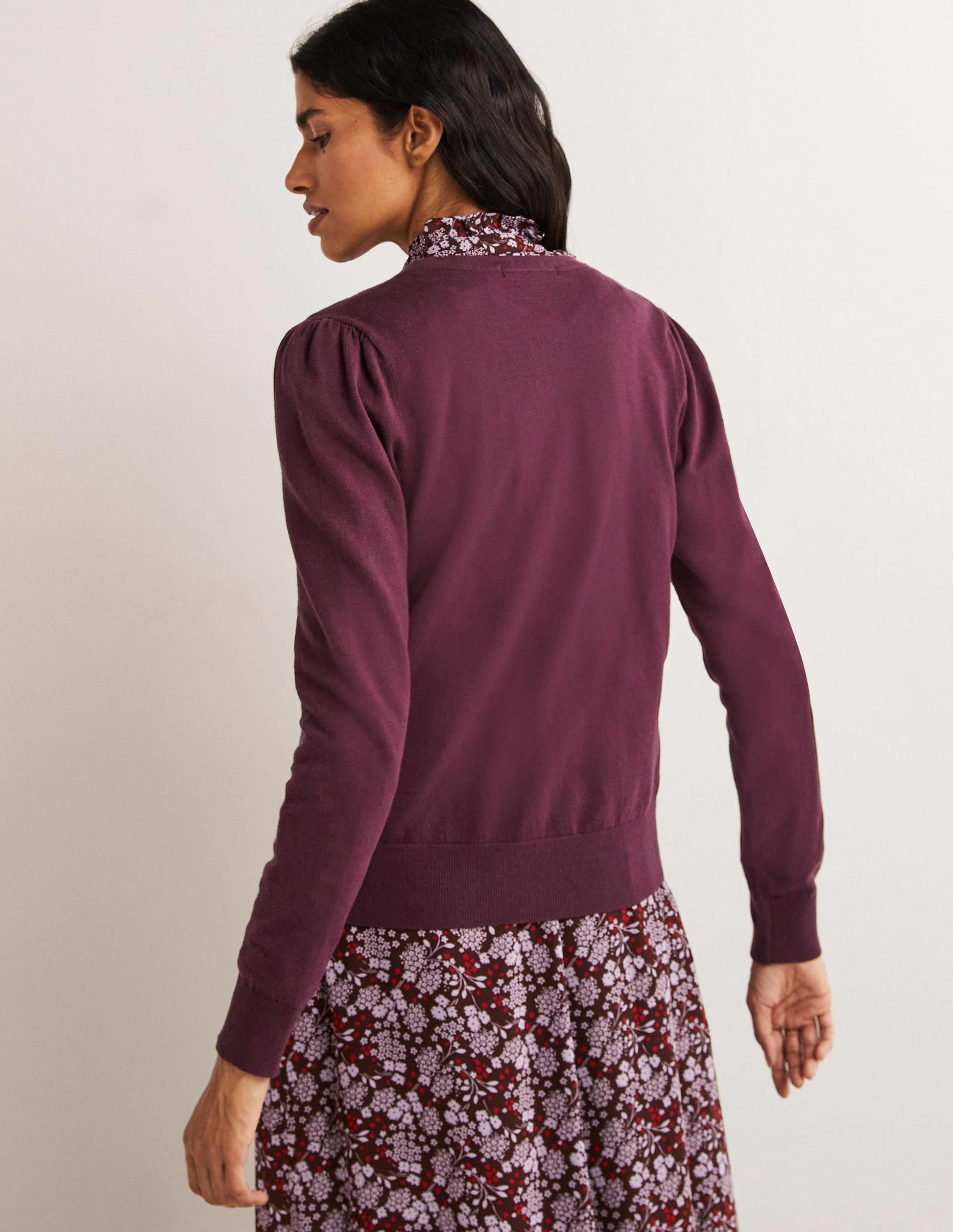 Baumwollcardigan mit Rundhalsausschnitt-Beere-3