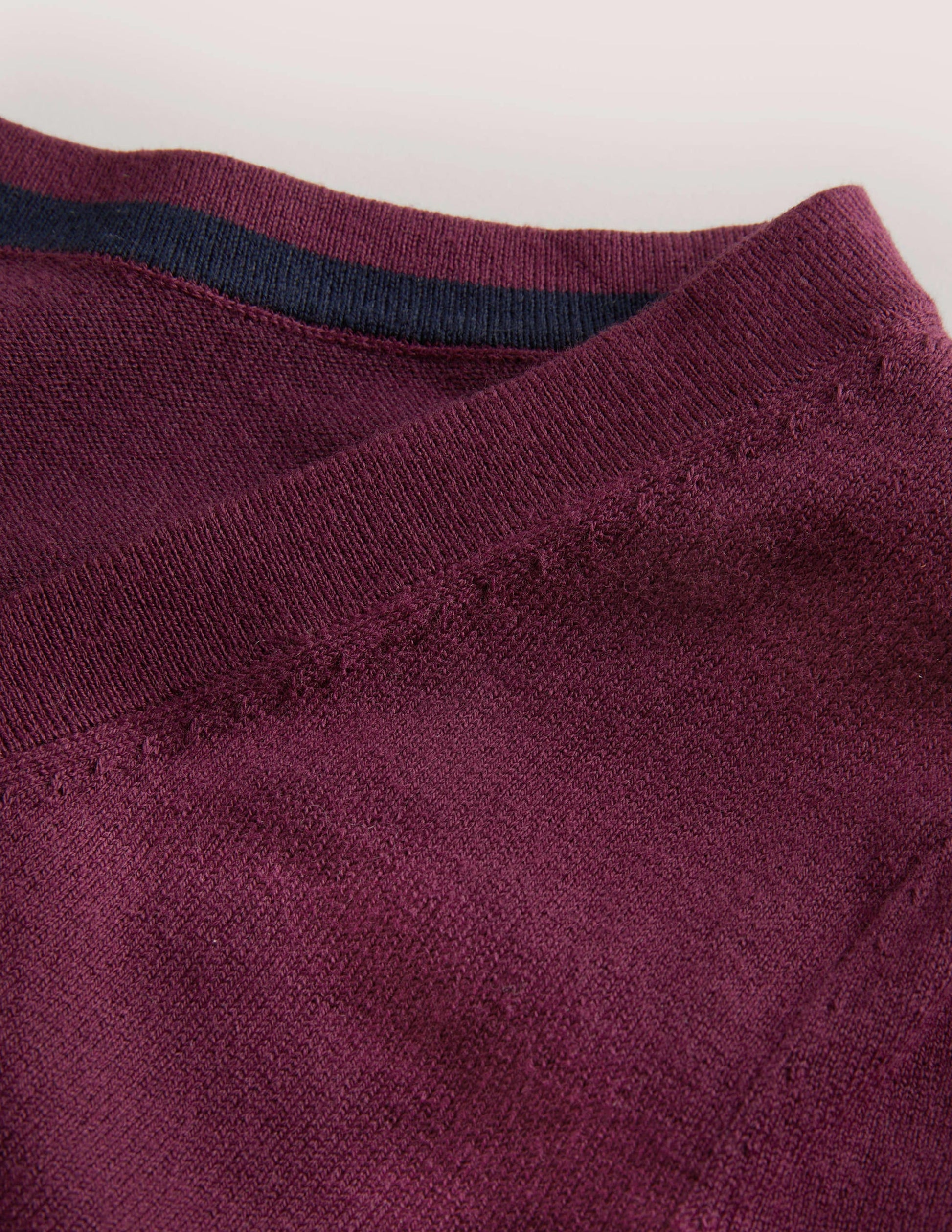 Cotton V-Neck Jumper-Berry-6