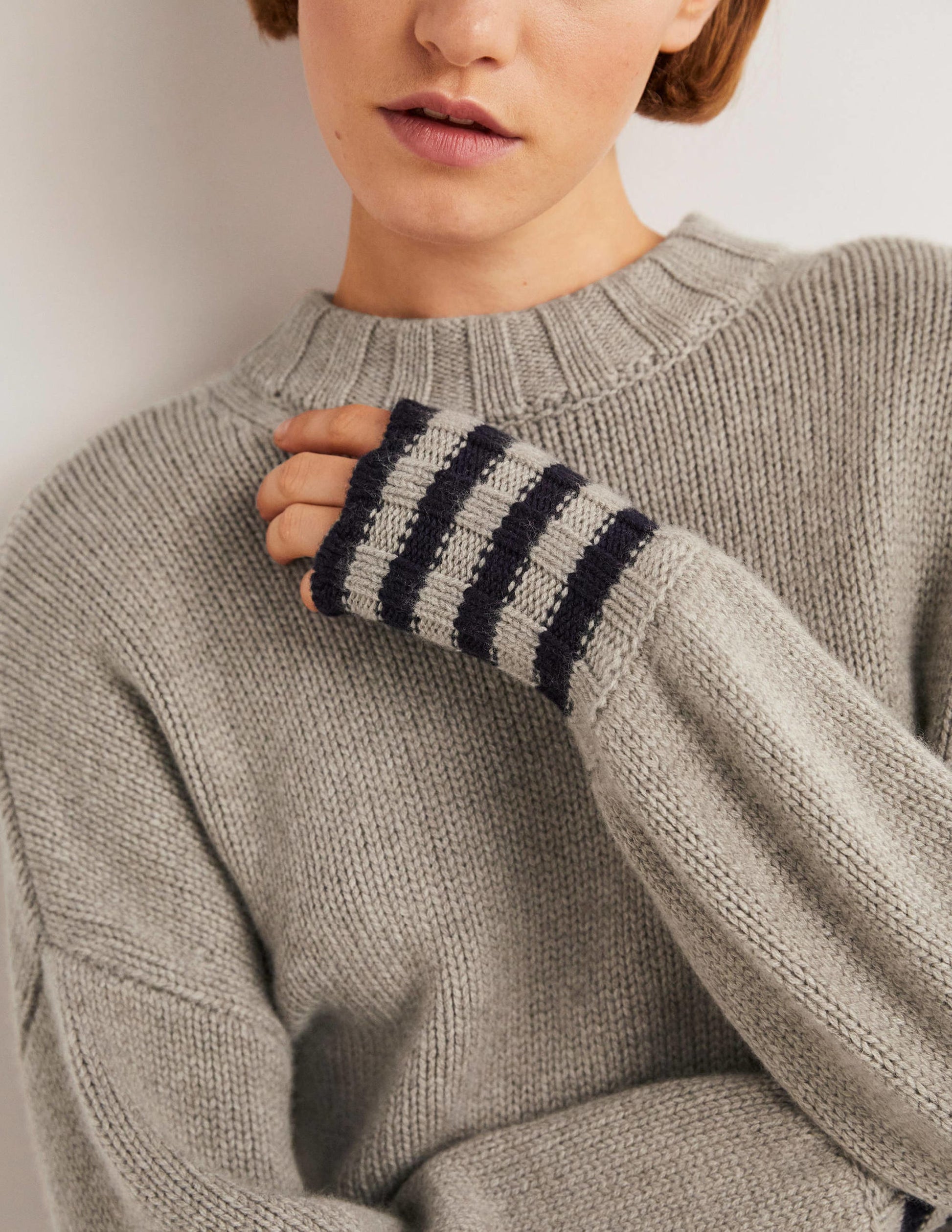 Grobstrickpullover aus Kaschmir-Nerzbraun Melange-2