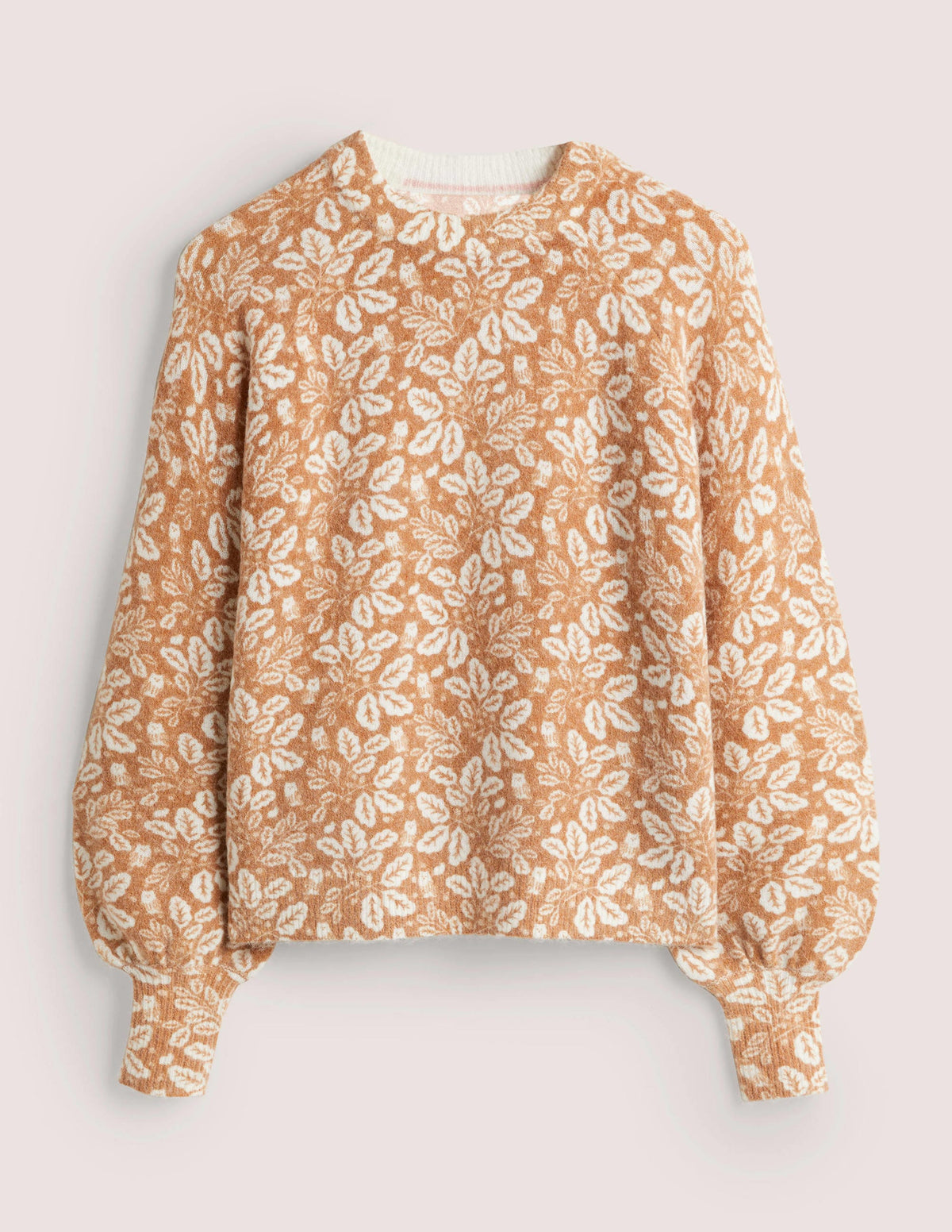 Flauschiger Pullover mit Blousonärmeln-Assambraun, Ahornblätter-6