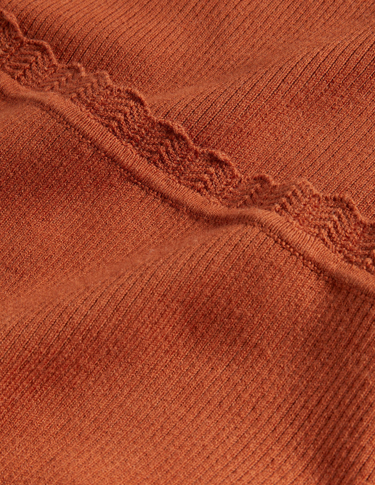 Ribbed Square Neck Knitted Top-Rust - Image 7