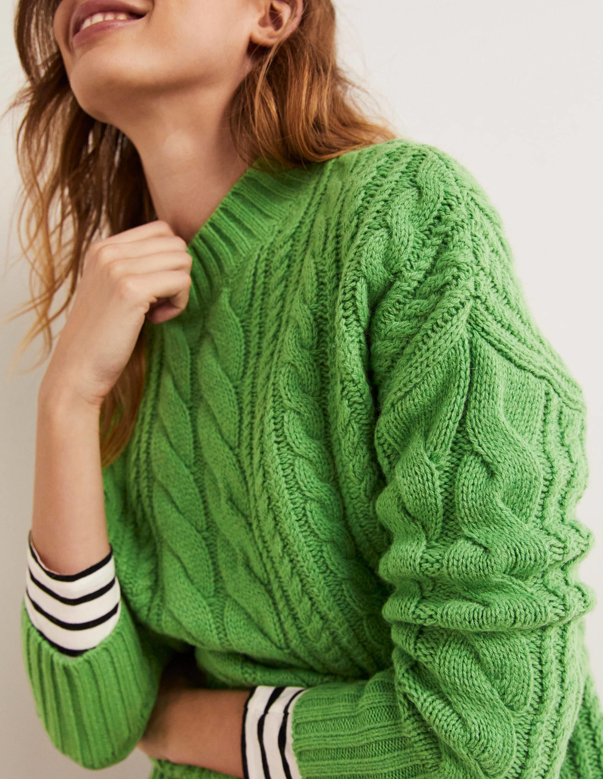 Pull en maille torsadée-Vert iguane - Image 3