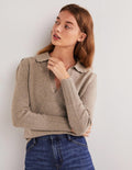 Cashmere Detail Collar Jumper-Mink Melange