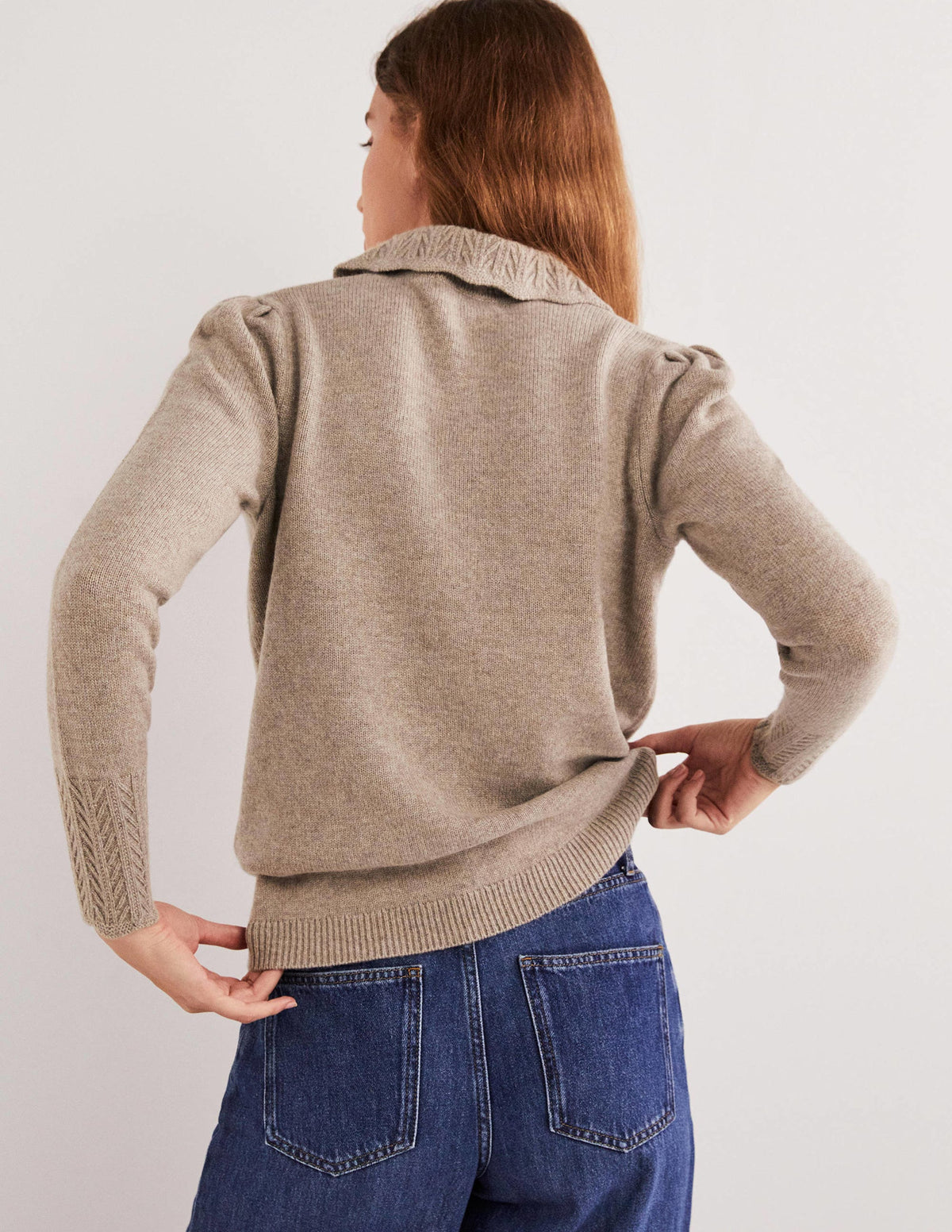 Cashmere Detail Collar Jumper-Mink Melange-3