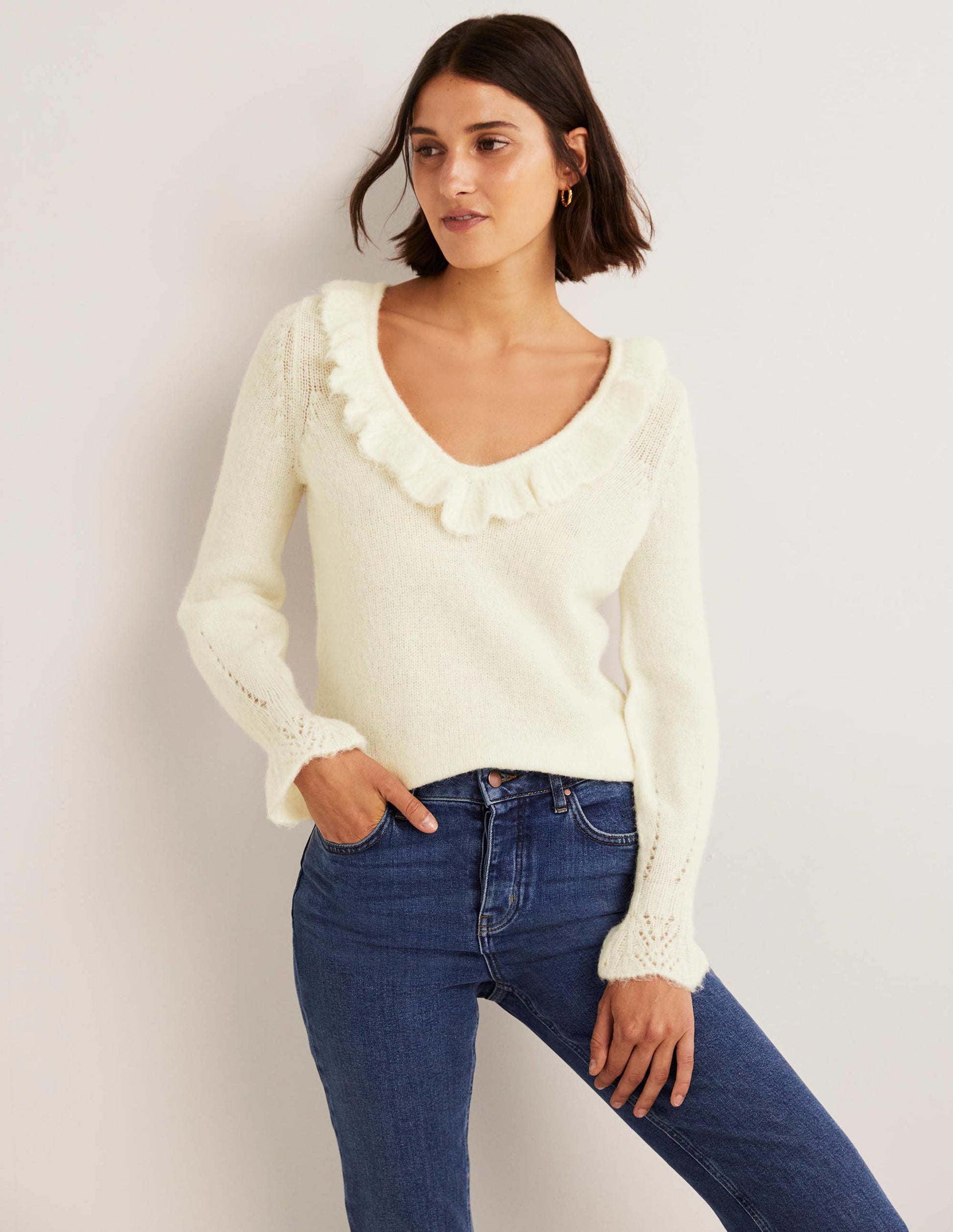 Fluffy Frill Jumper-Ivory-2