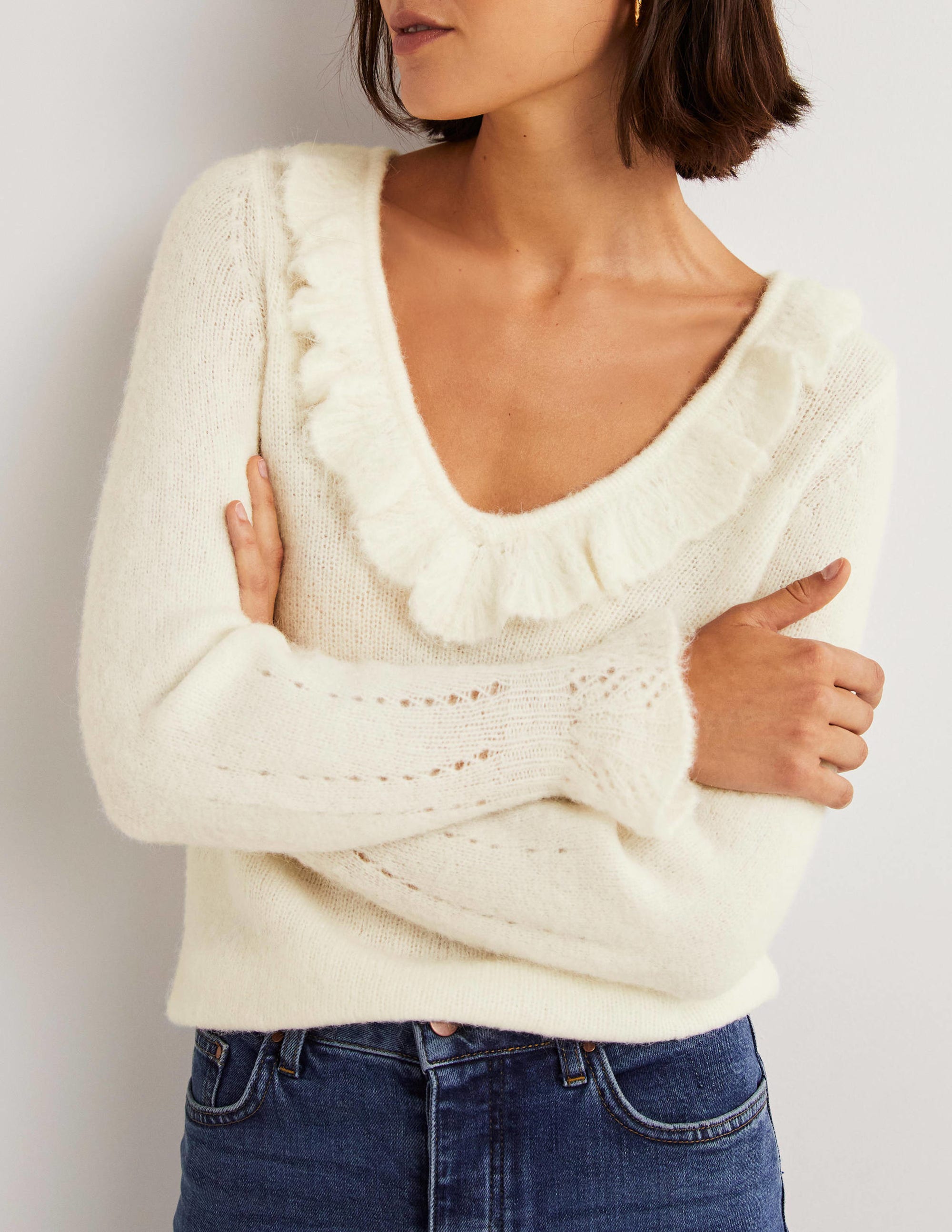 Fluffy Frill Jumper-Ivory - Image 5
