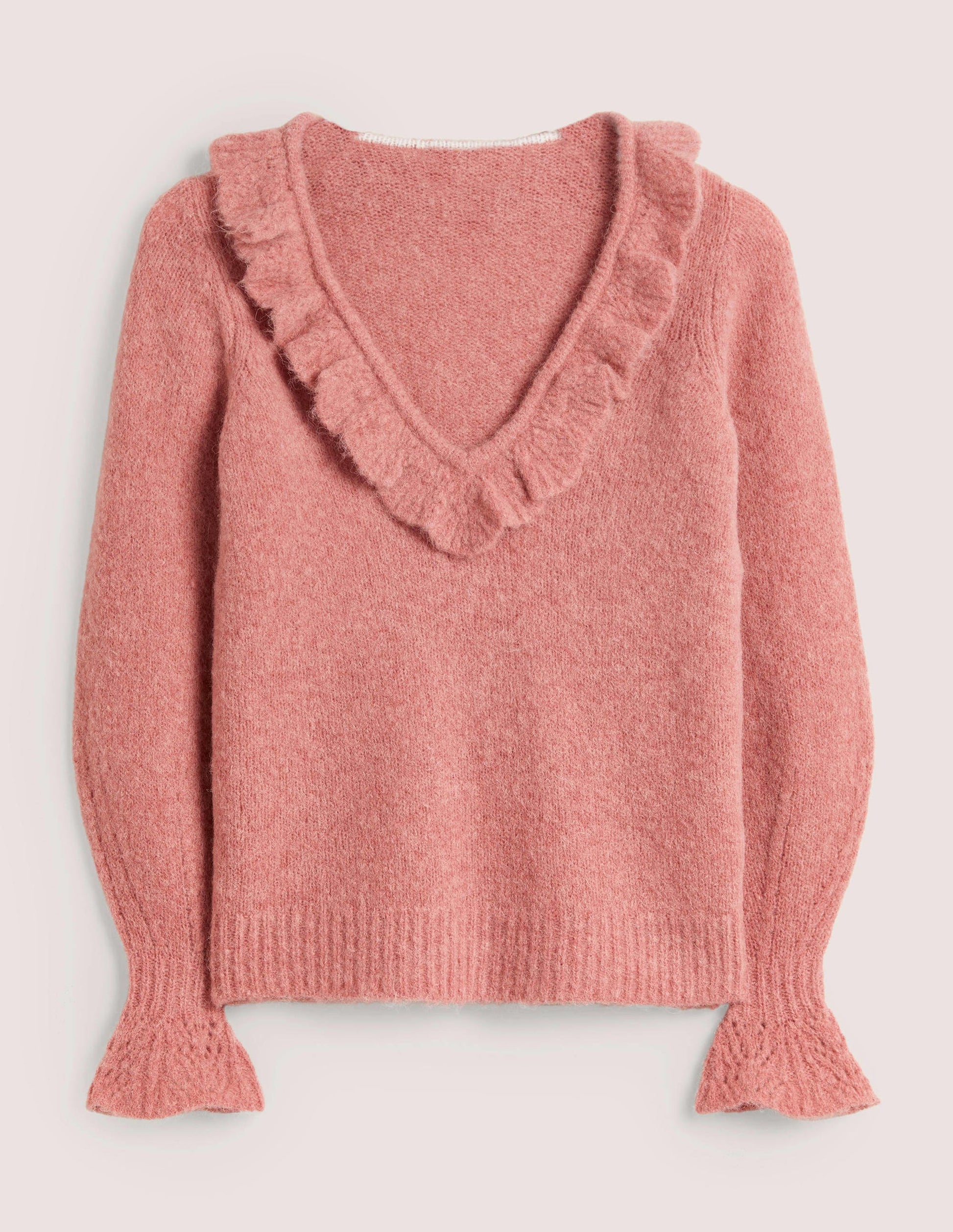 Fluffy Frill Jumper-Dusty Red Melange-6