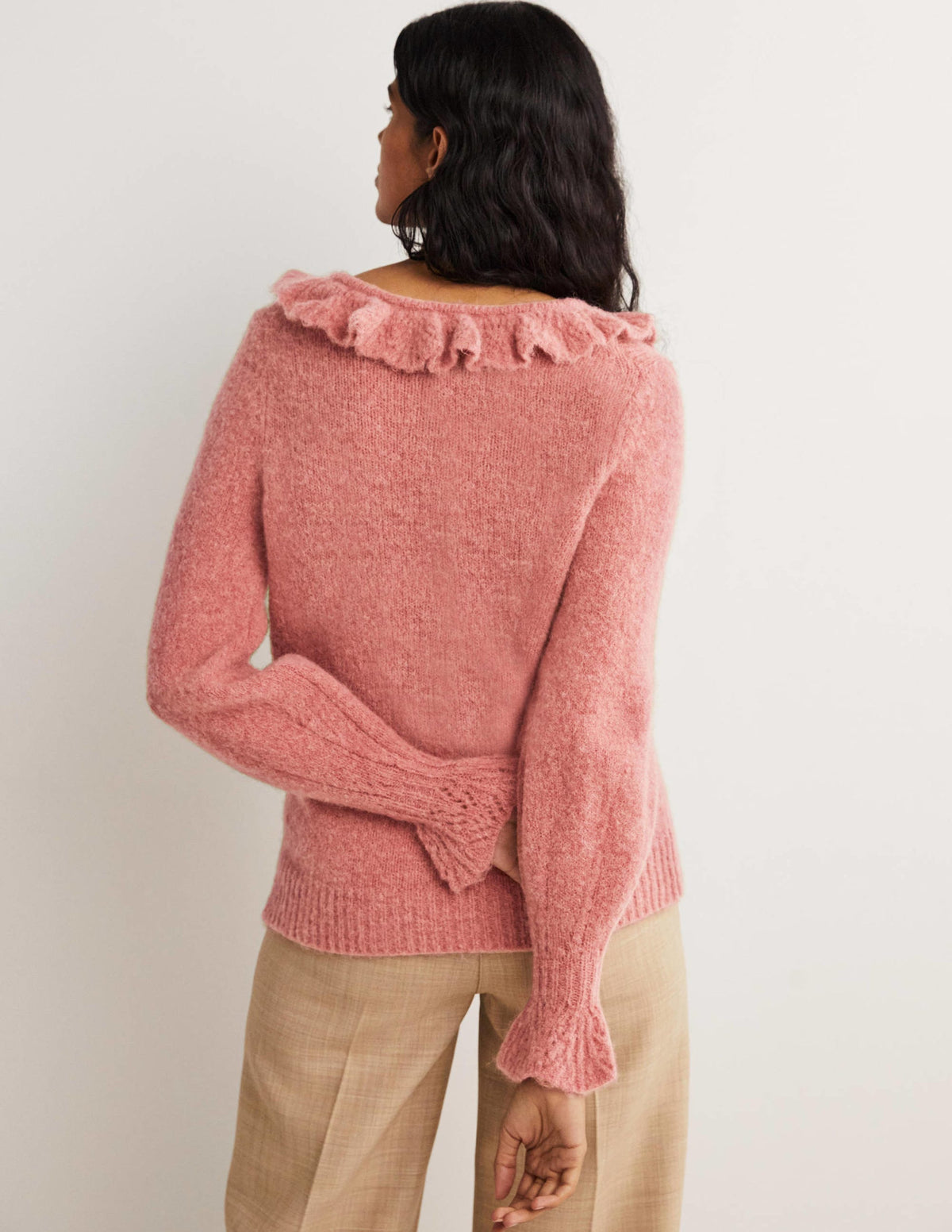 Fluffy Frill Jumper-Dusty Red Melange - Image 3