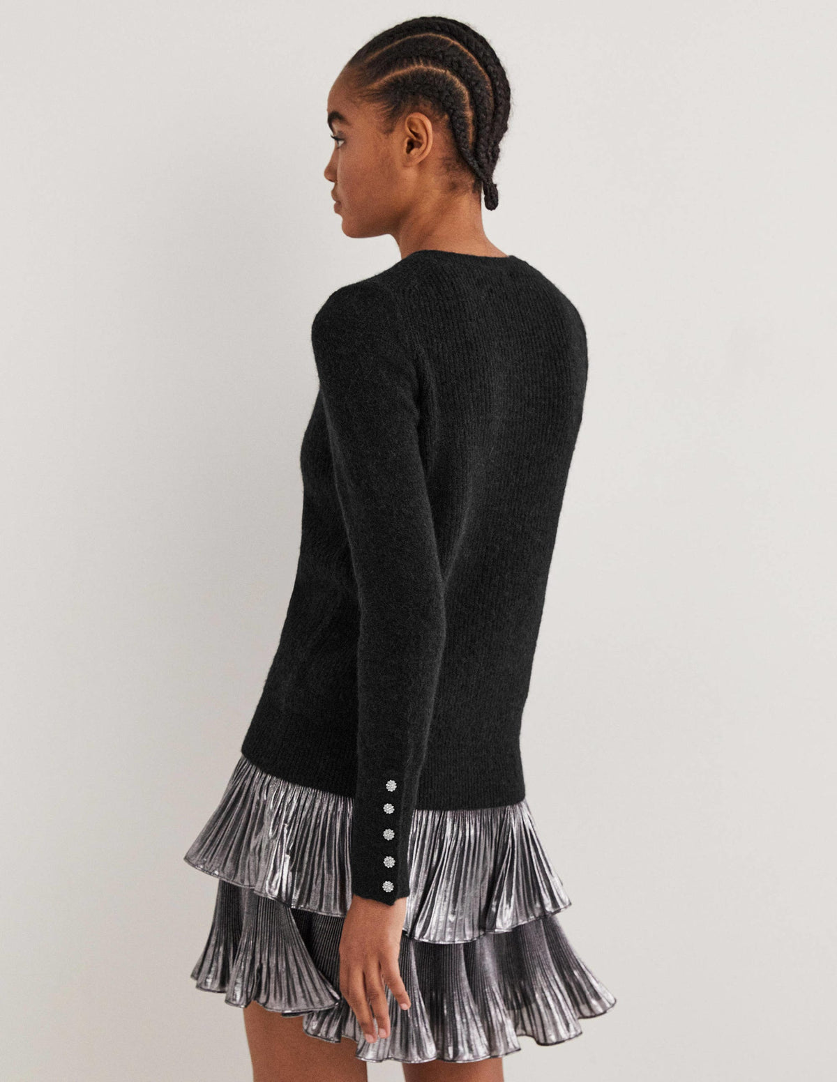 Black Jewel Button Fluffy Jumper-Schwarz - Image 3