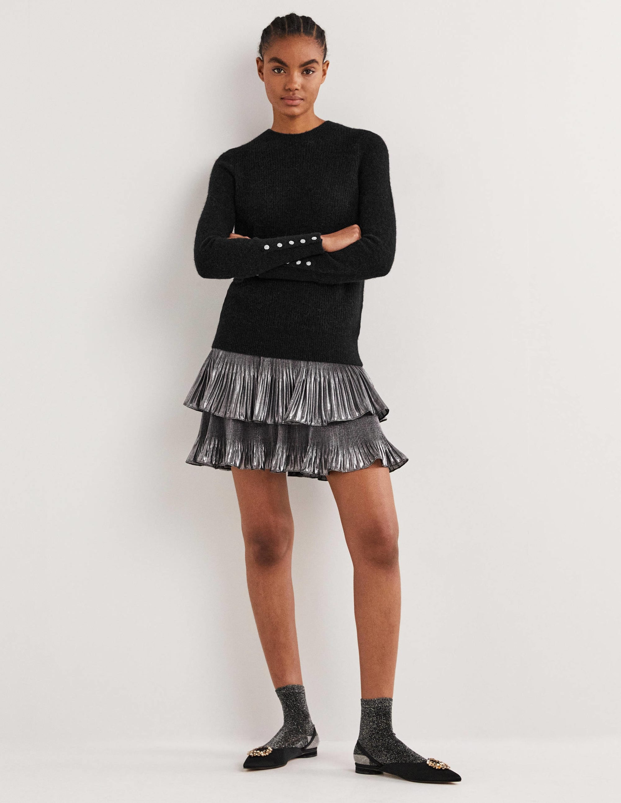 Black Jewel Button Fluffy Jumper-Schwarz - Image 4