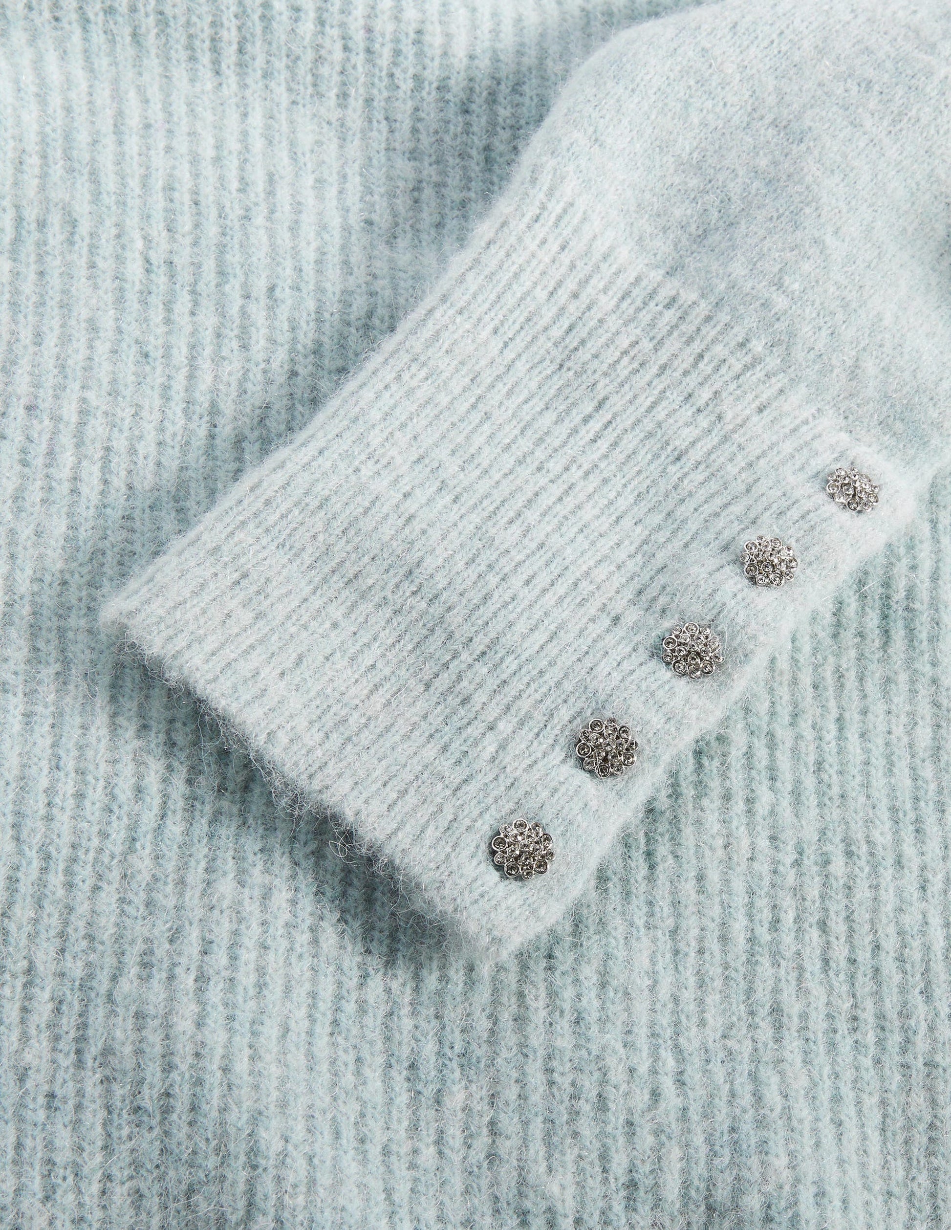 Pull duveteux à boutons ornementés-Bleu surf-6