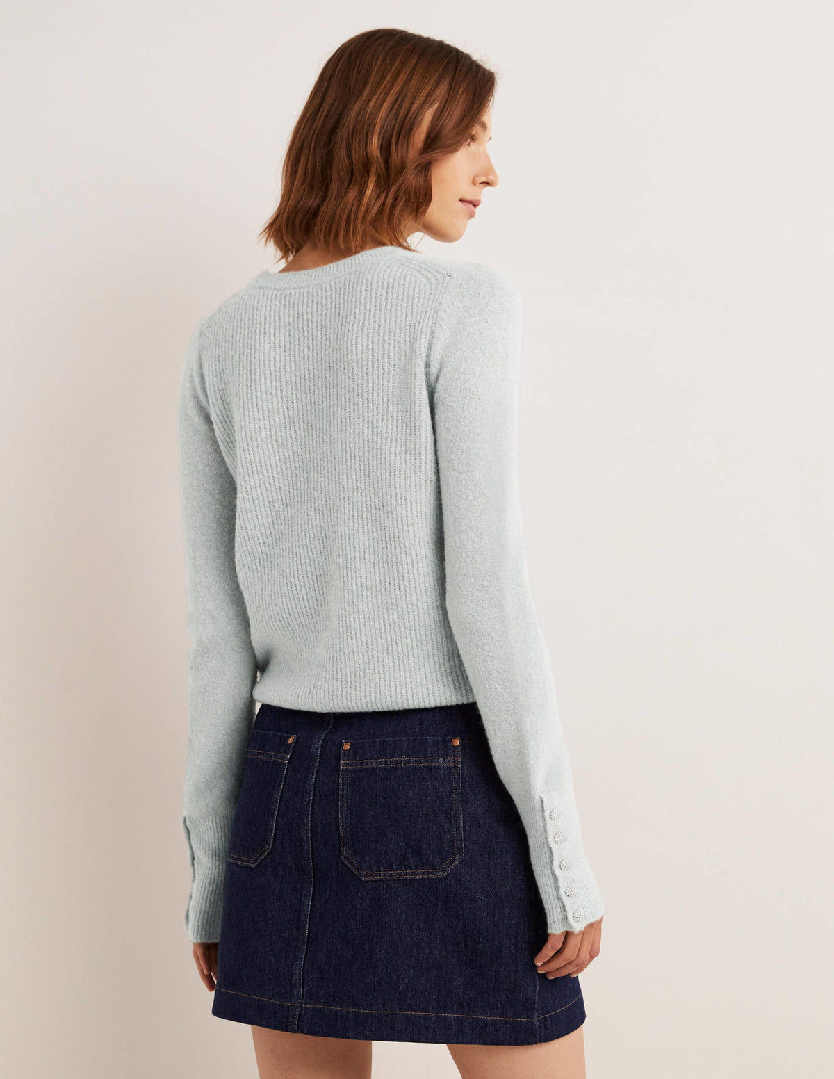 Pull duveteux à boutons ornementés-Bleu surf - Image 3