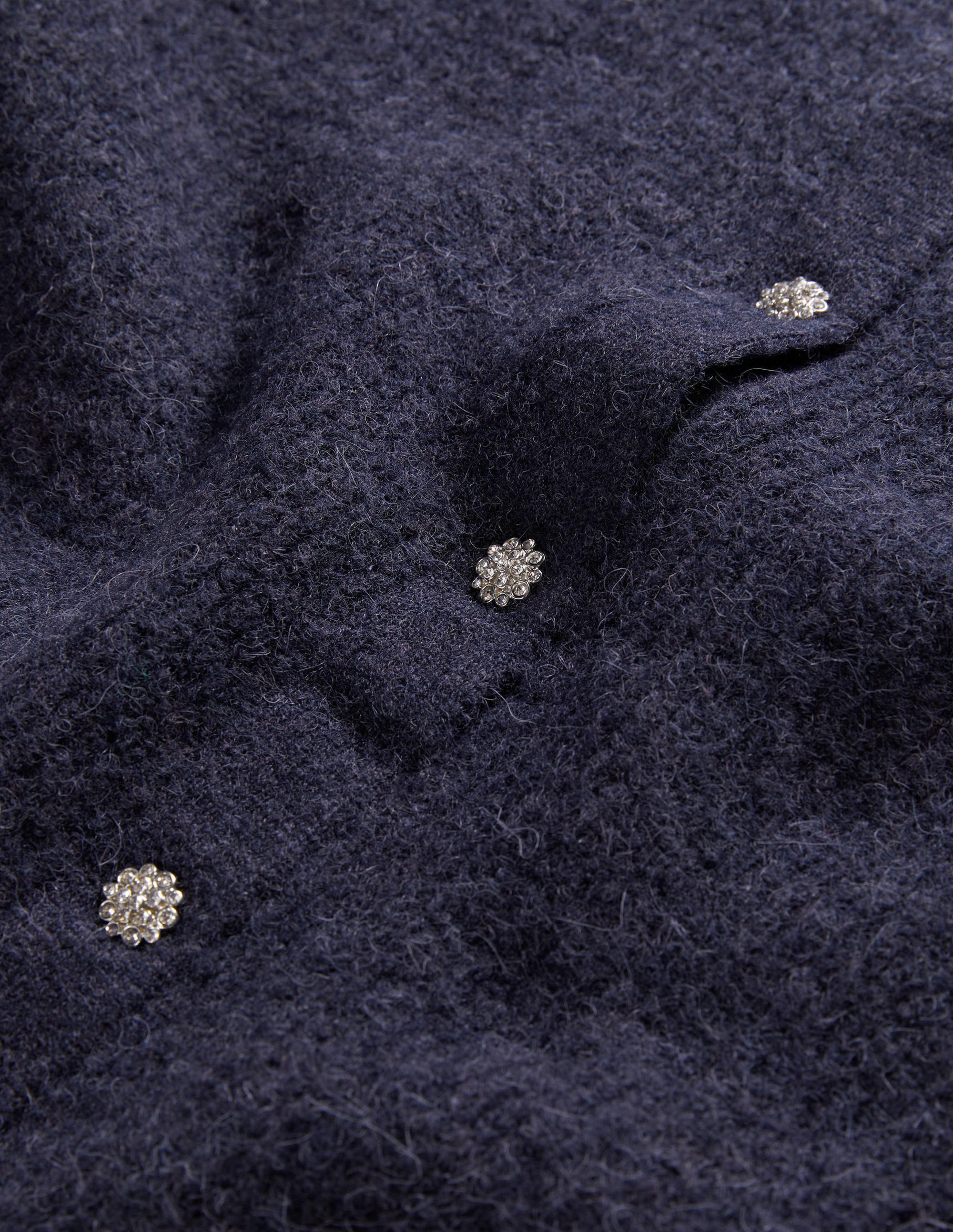 Navy Jewel Button Fluffy Cardigan-Marineblau - Image 6