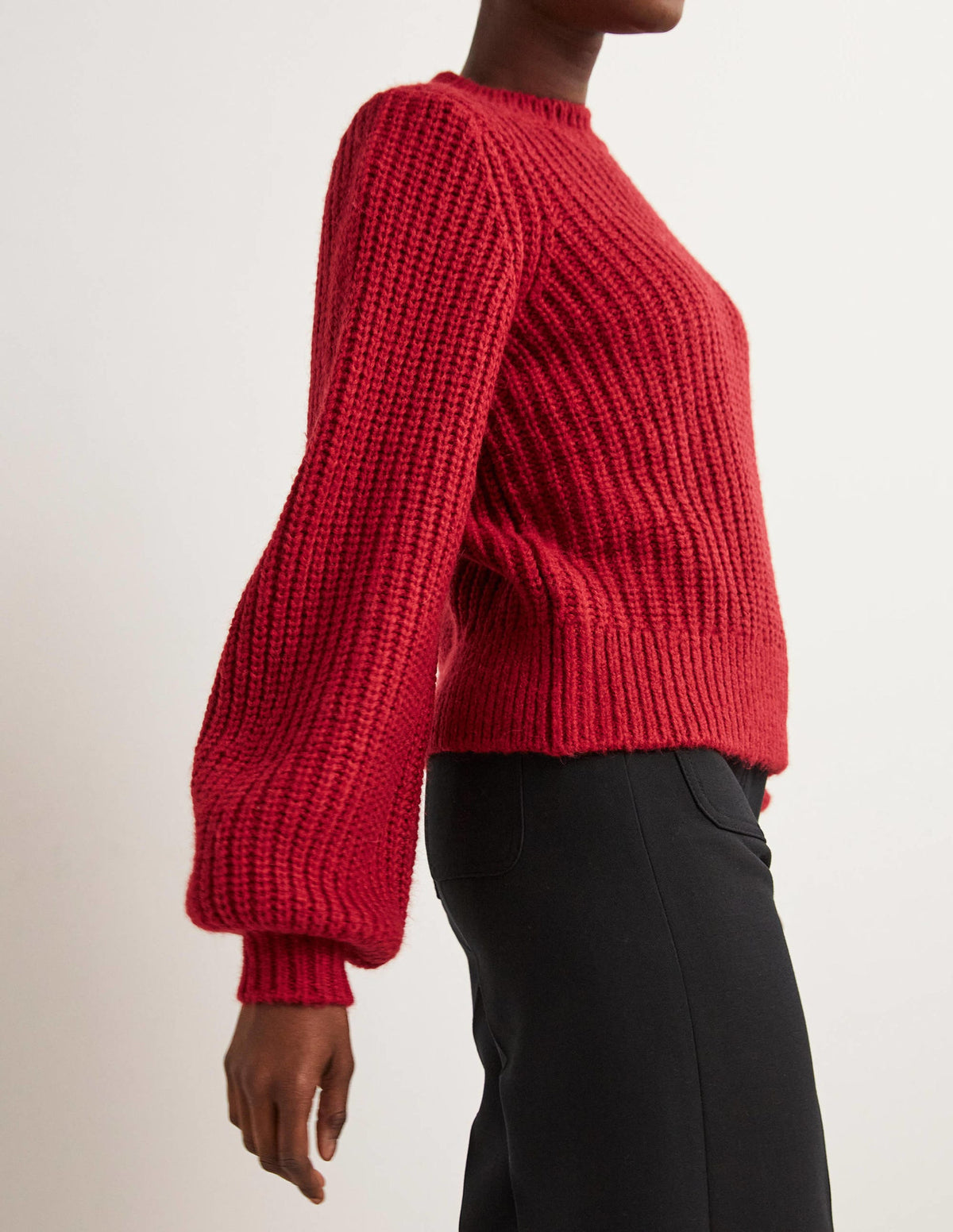 Pull côtelé épais-Rouge rubis-4