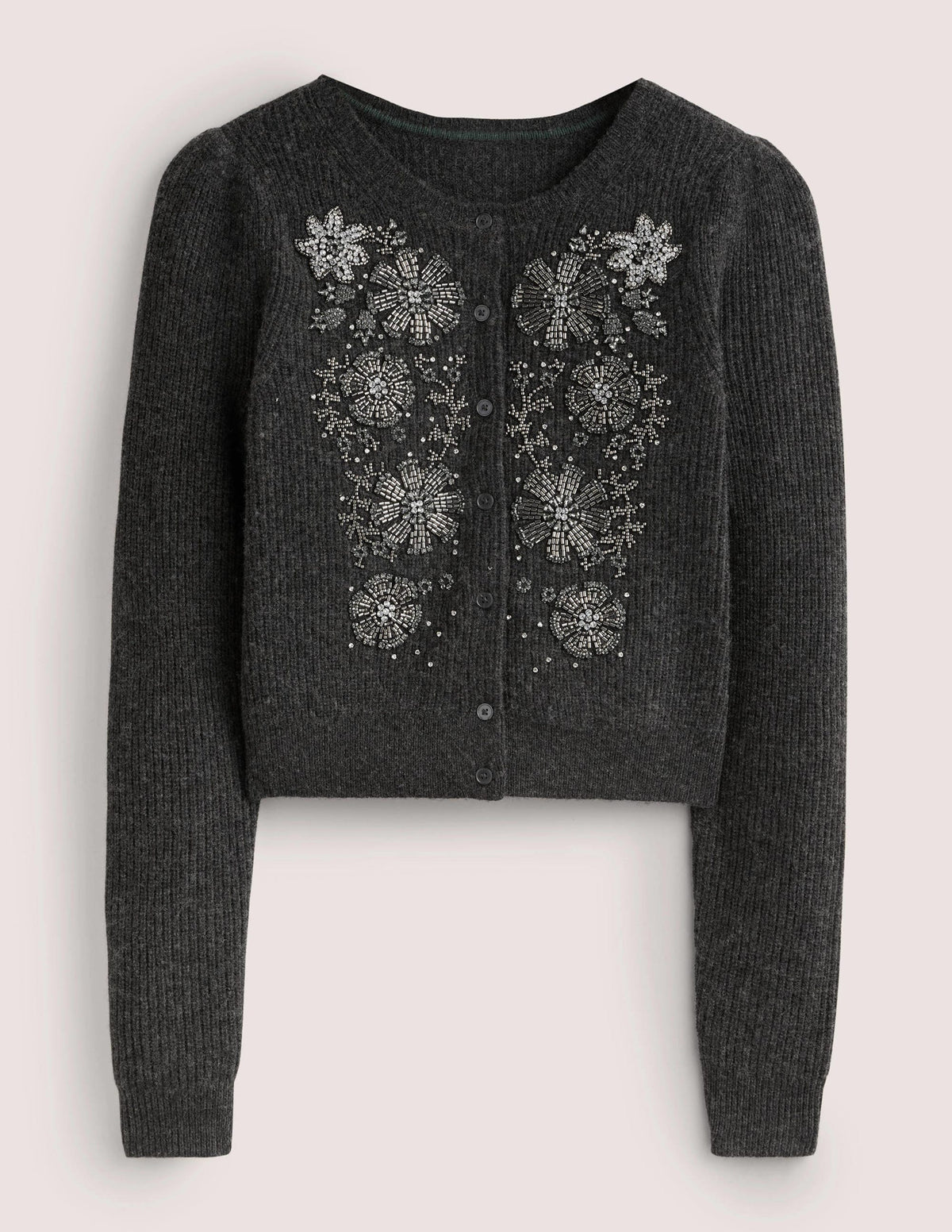 Gilet côtelé ornementé-Anthracite chiné-10