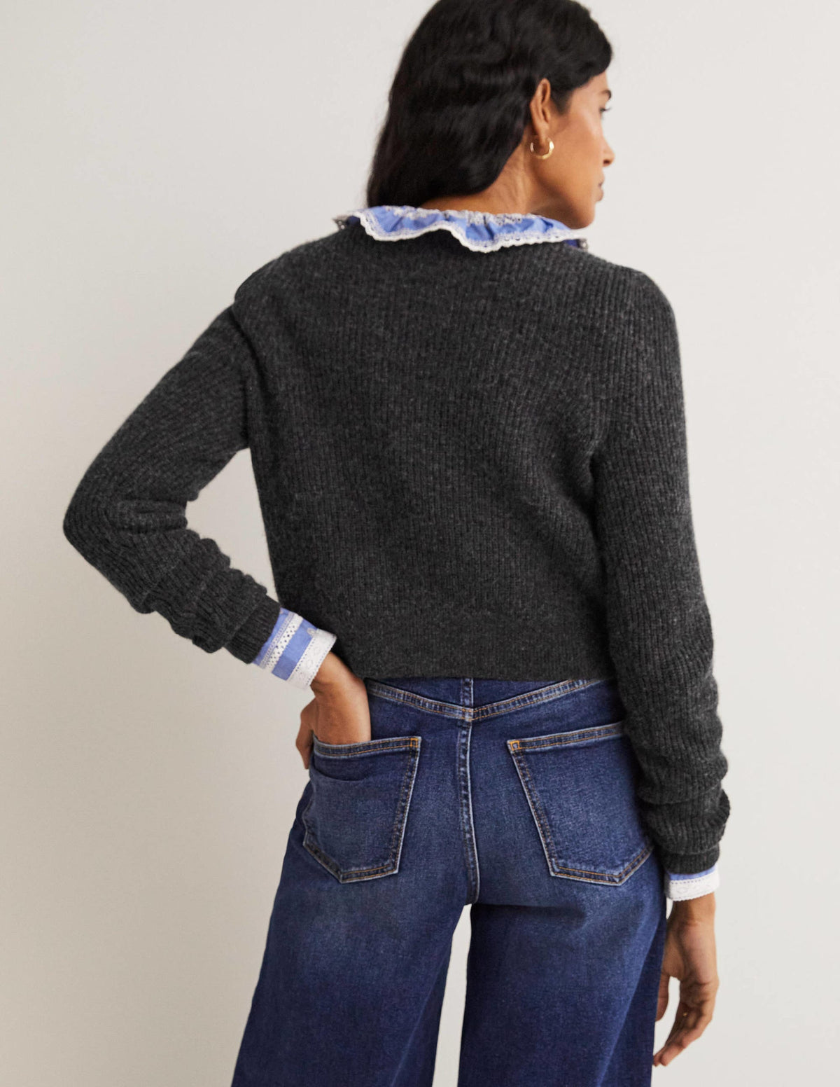 Gilet côtelé ornementé-Anthracite chiné - Image 3