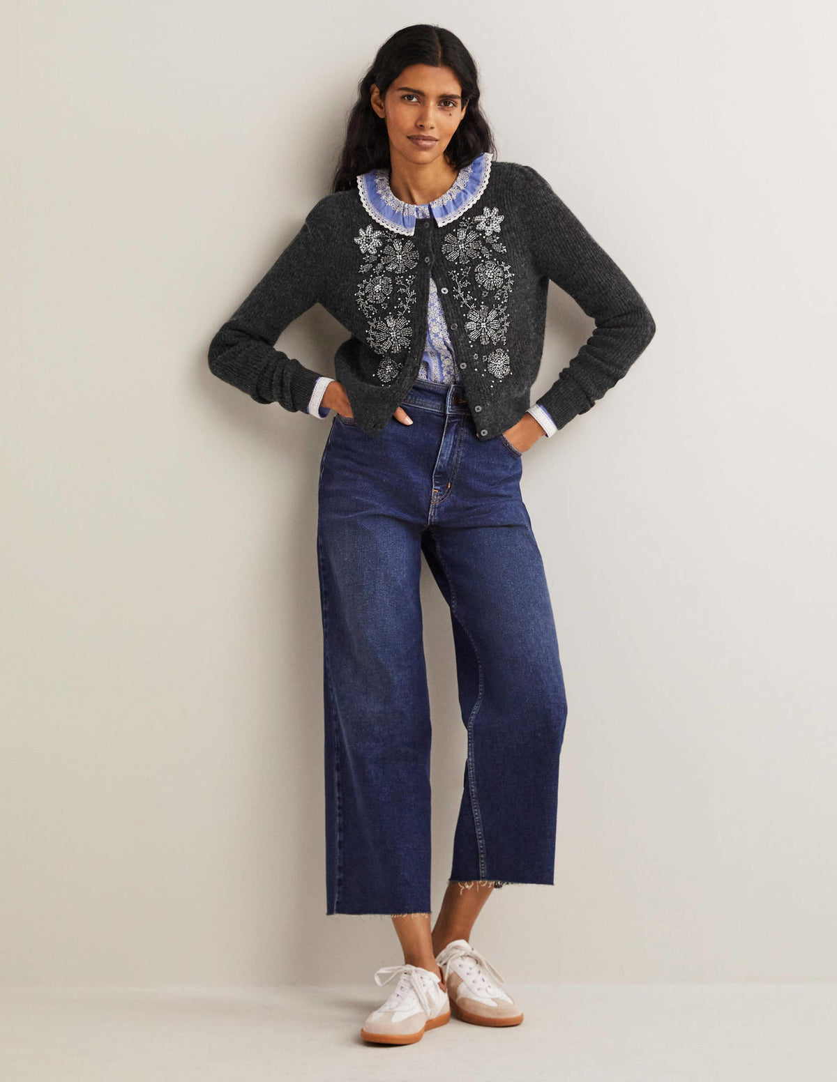 Gilet côtelé ornementé-Anthracite chiné - Image 5