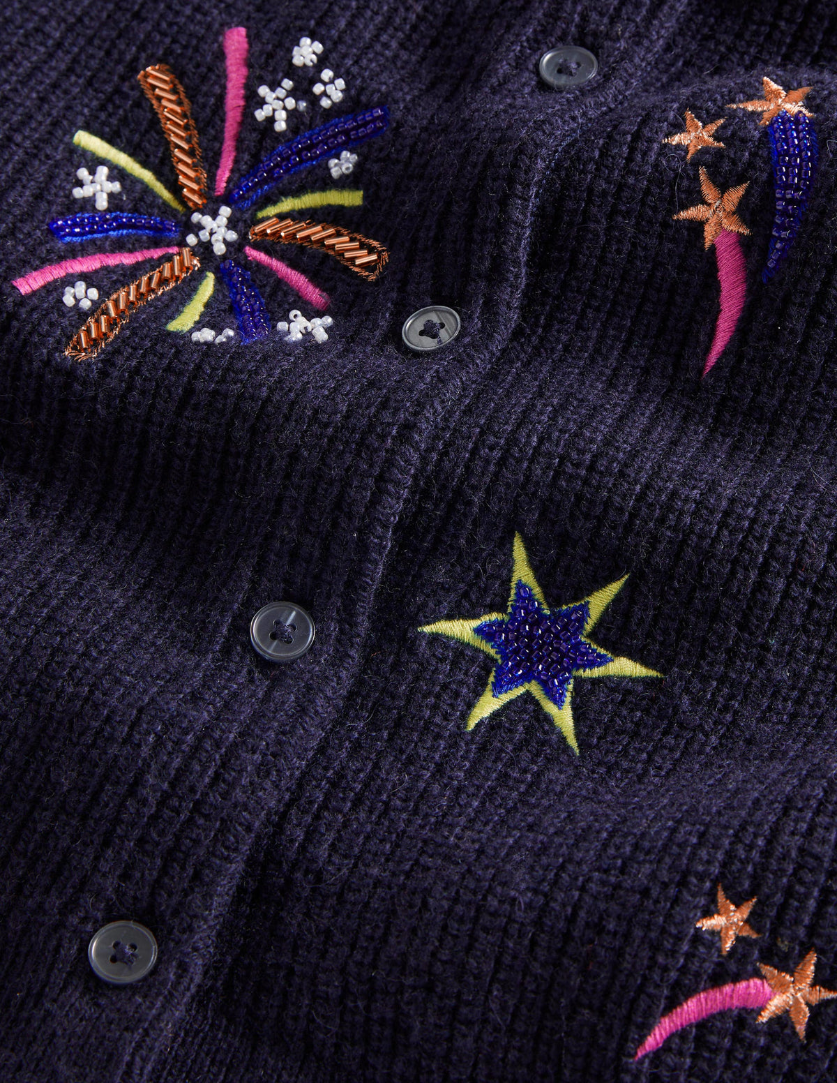 Navy Fireworks-Embellished Ribbed Cardigan-Navy, Verziertes Feuerwerk - Image 6